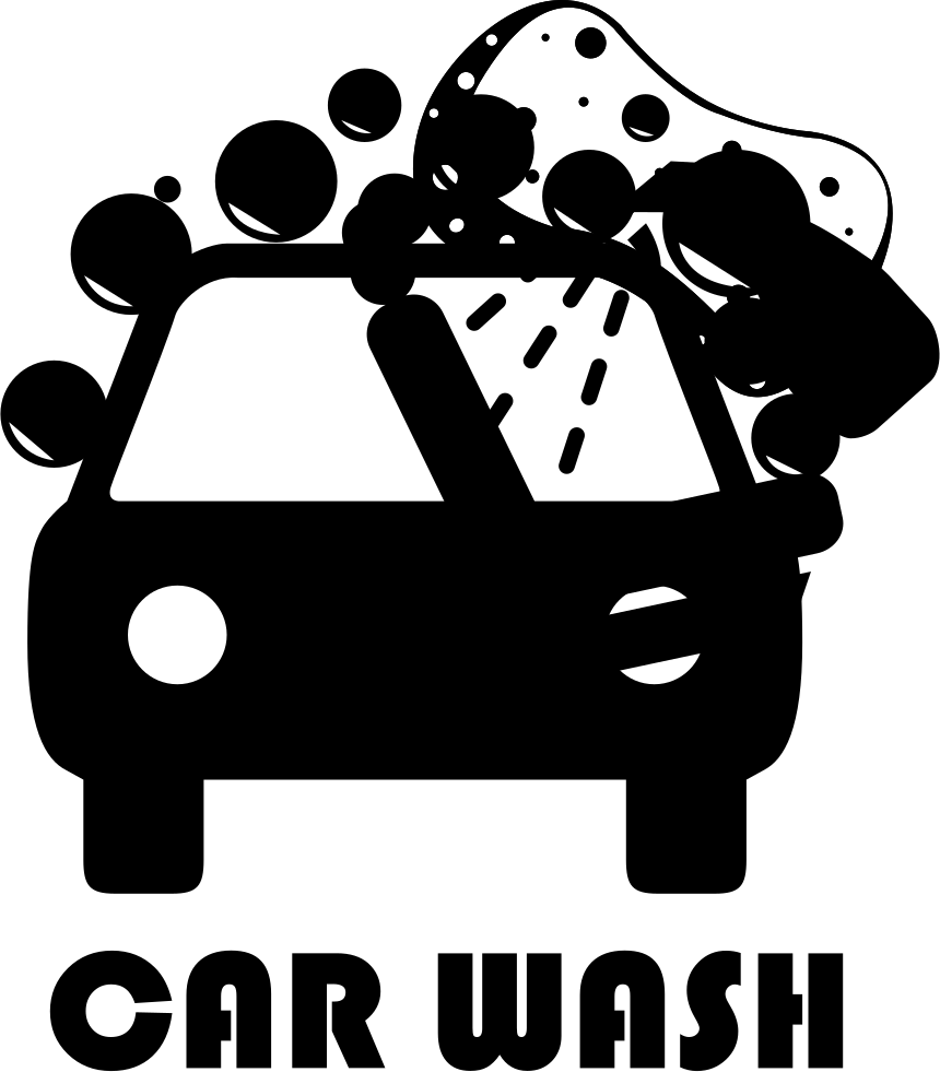 洗車圖標，顯示帶有肥皂泡和海綿的汽車 — 洗車 壁紙