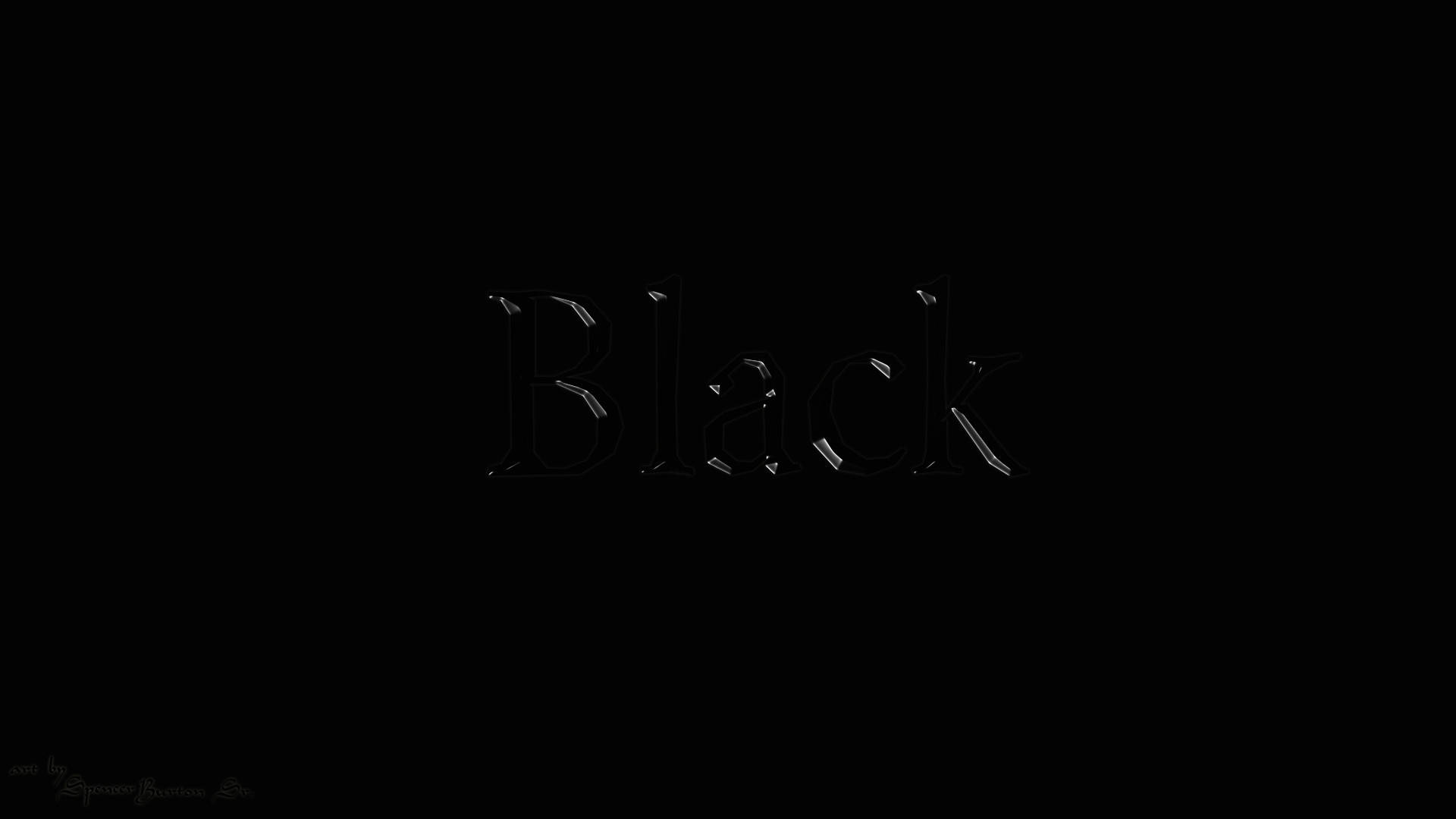黑色 桌布 壁紙 — 「Black」一詞以白色細線字體居中顯示在純黑色背景上。