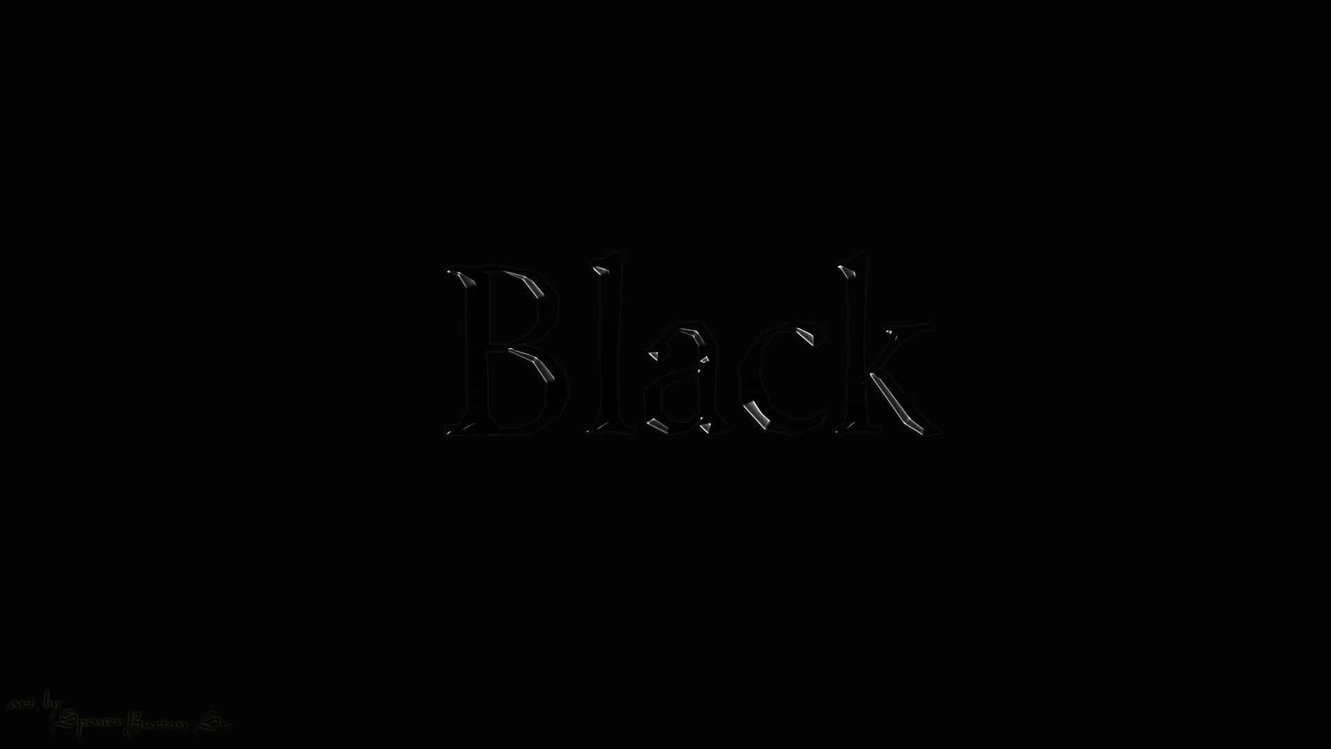 Vantablack 桌布 壁紙 — 「Black」這個詞以極簡數位字體在純黑色背景上微弱發光。