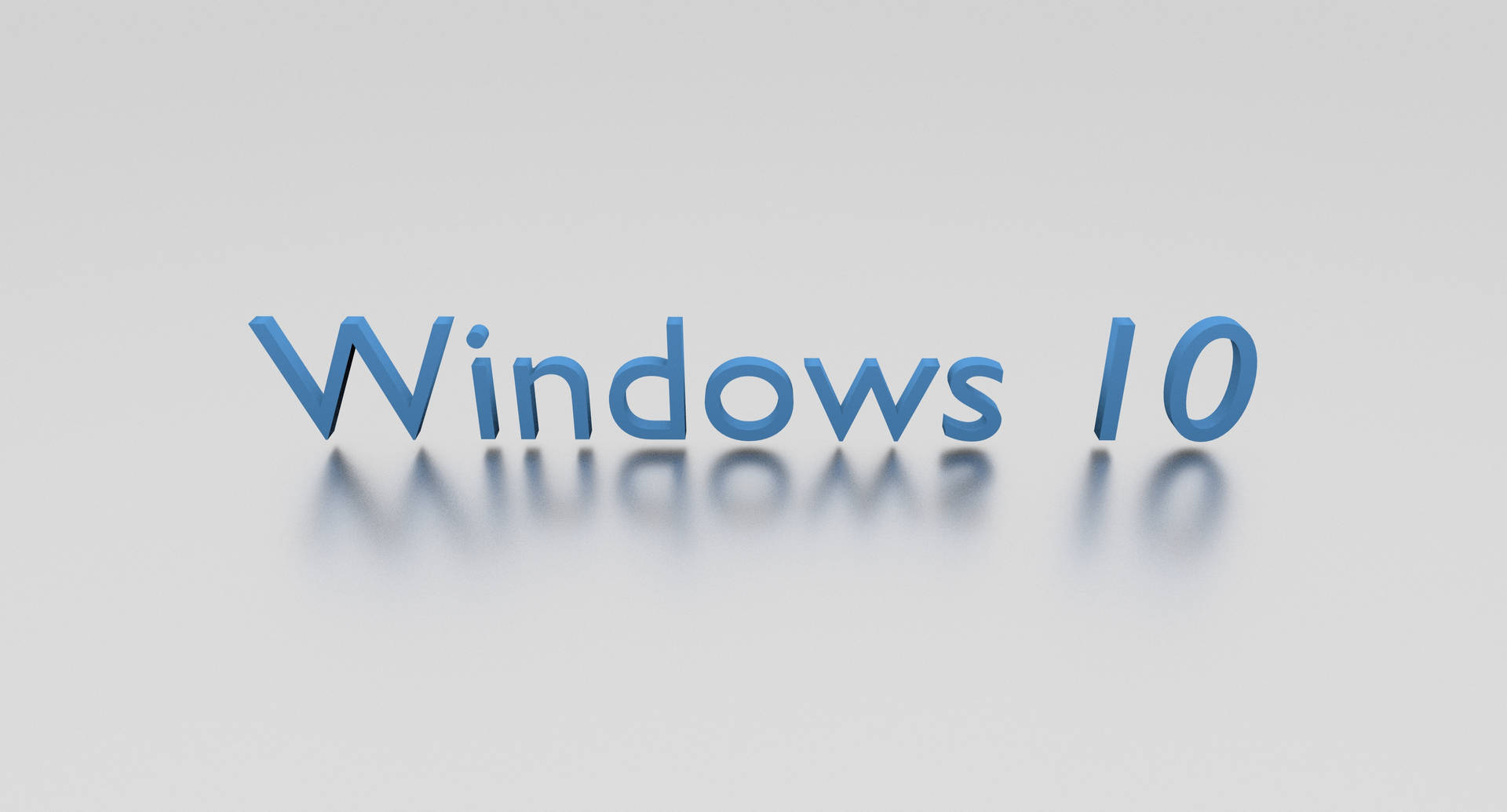藍色3D Windows 10文字在灰色背景上帶有反射效果。 — Windows 11 壁紙