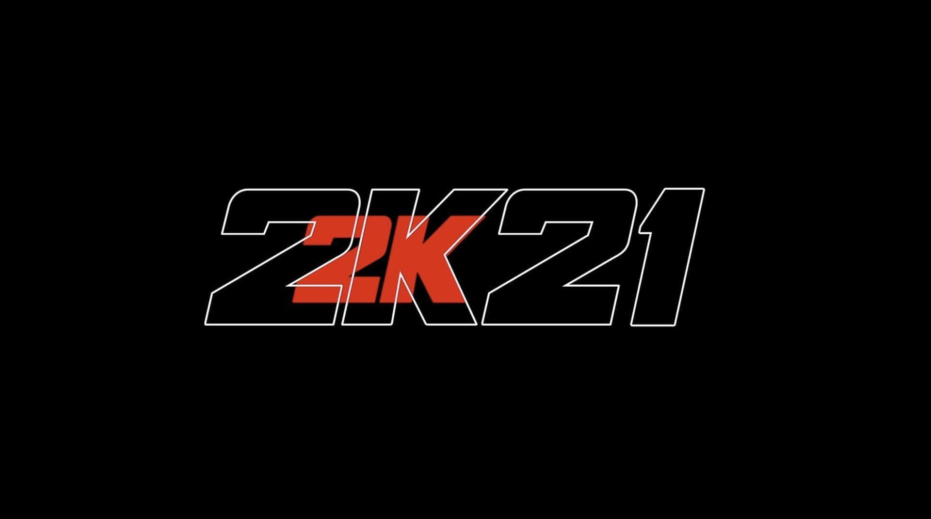 黑色背景上紅色和白色的 2K21 電玩遊戲標誌 — NBA 壁紙