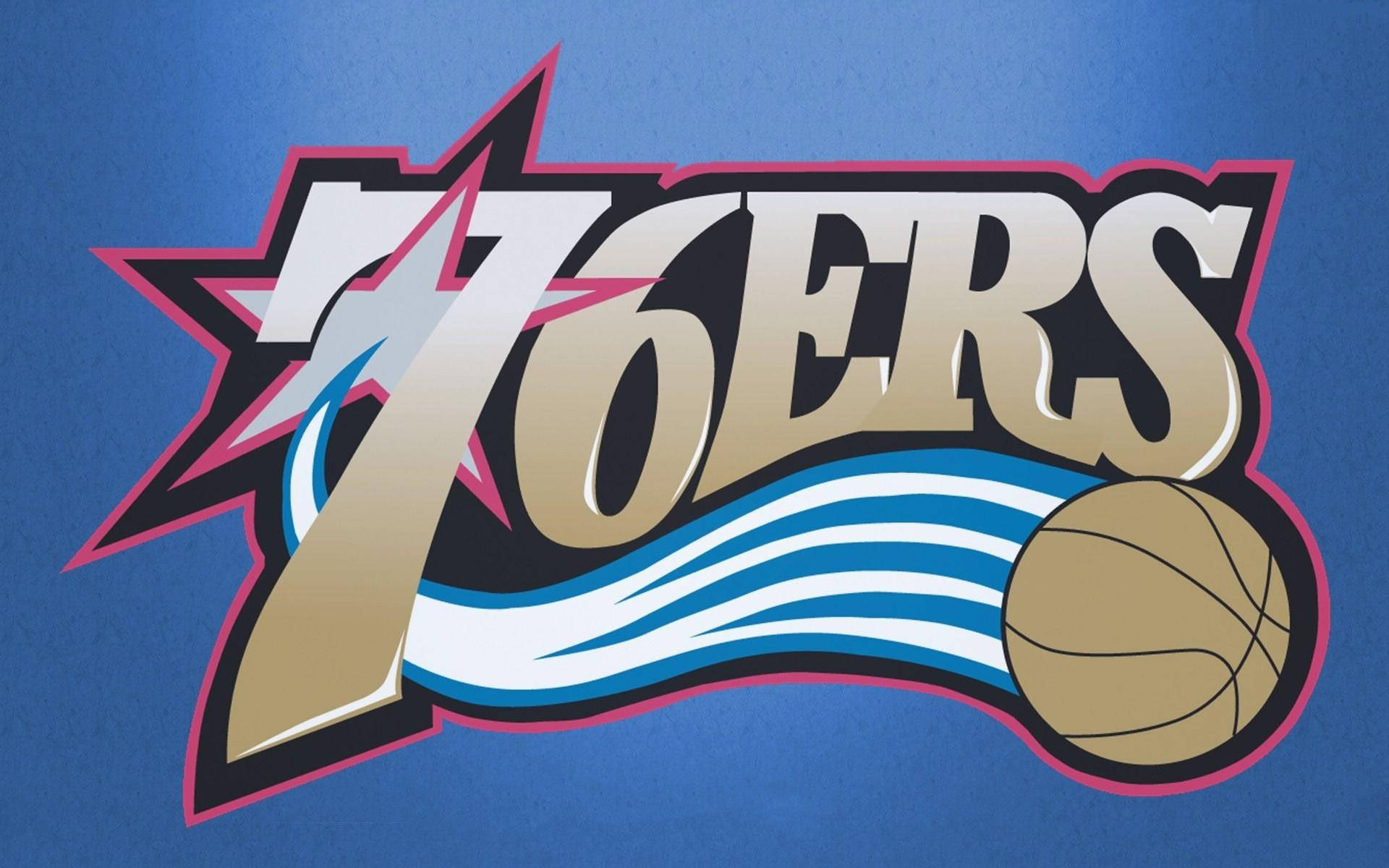 藍色背景上的費城76人籃球隊標誌 — NBA 壁紙
