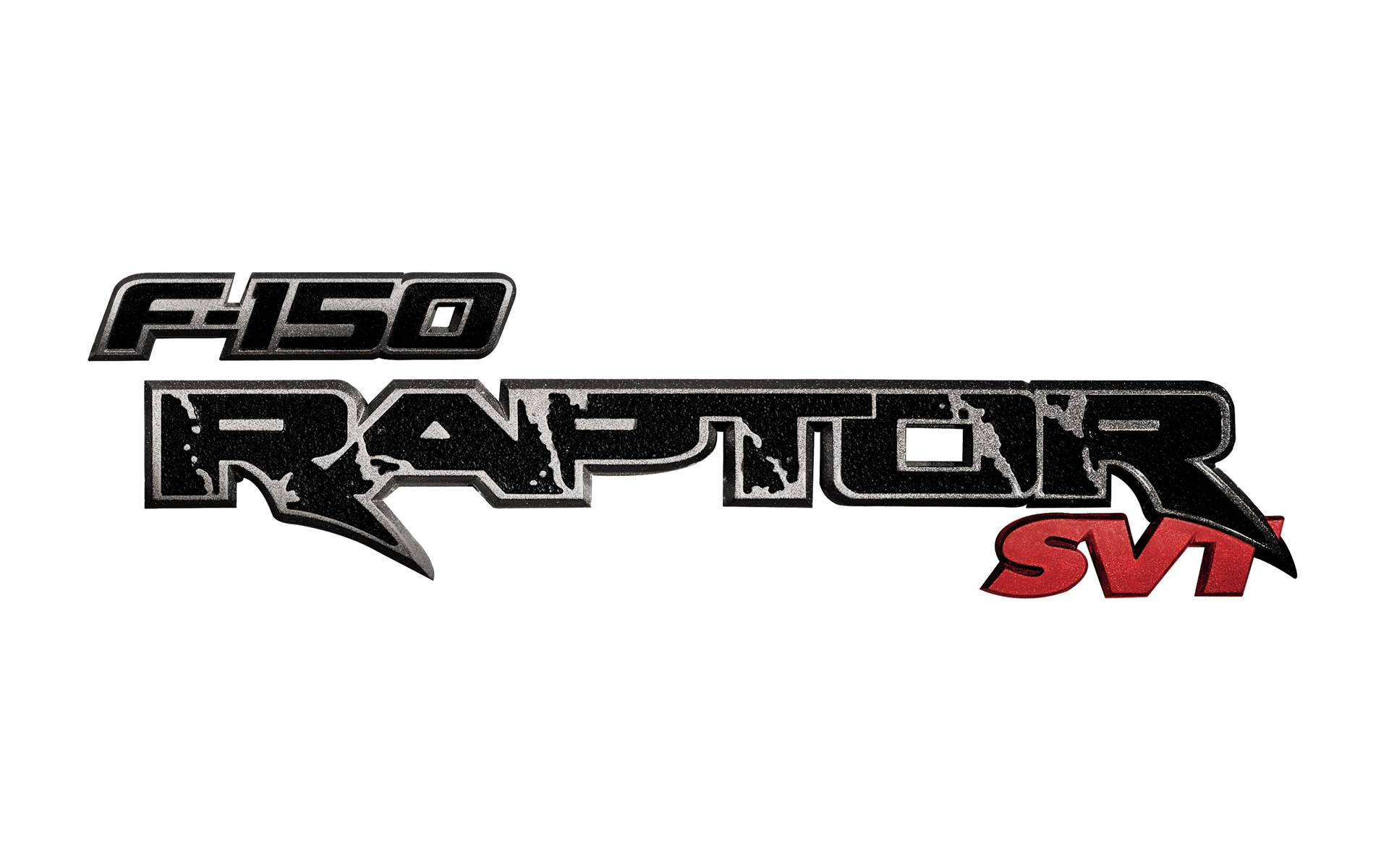 F-150 Raptor SVT 標誌，採用黑紅風格字體。 — 福特猛禽 壁紙