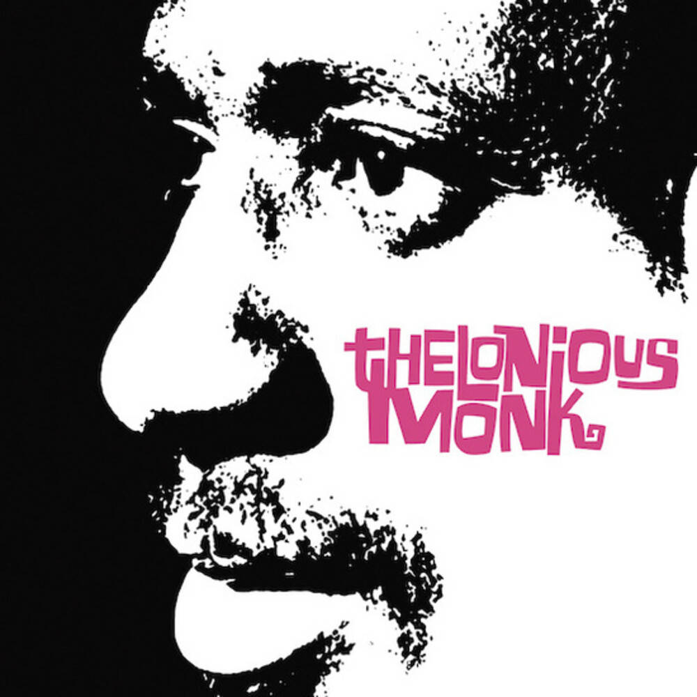 安卓 桌布 壁紙 — Thelonious Monk 的大膽黑白圖像肖像，配上鮮豔粉紅色風格化文字，背景簡潔。