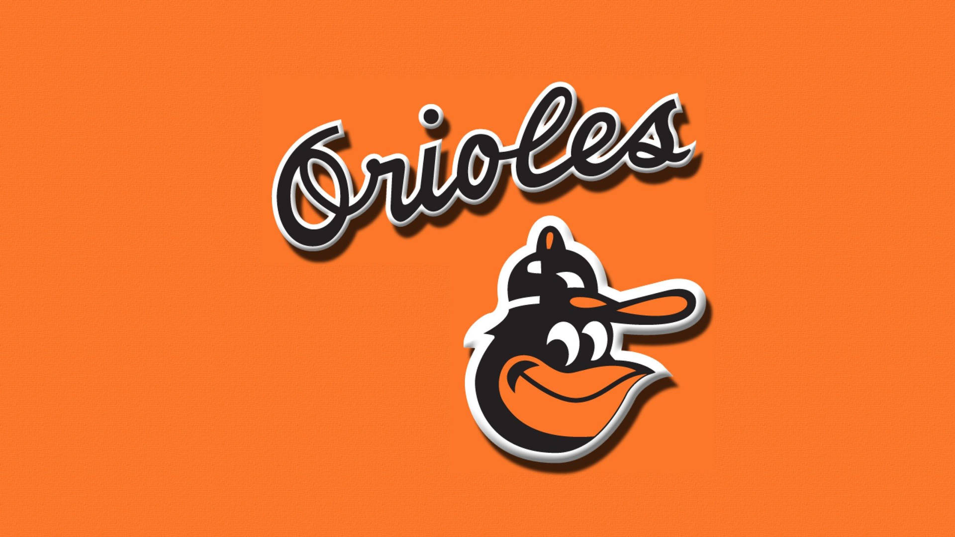 巴爾的摩金鶯棒球隊標誌，卡通金鶯鳥吉祥物在橙色背景上。 — MLB 壁紙