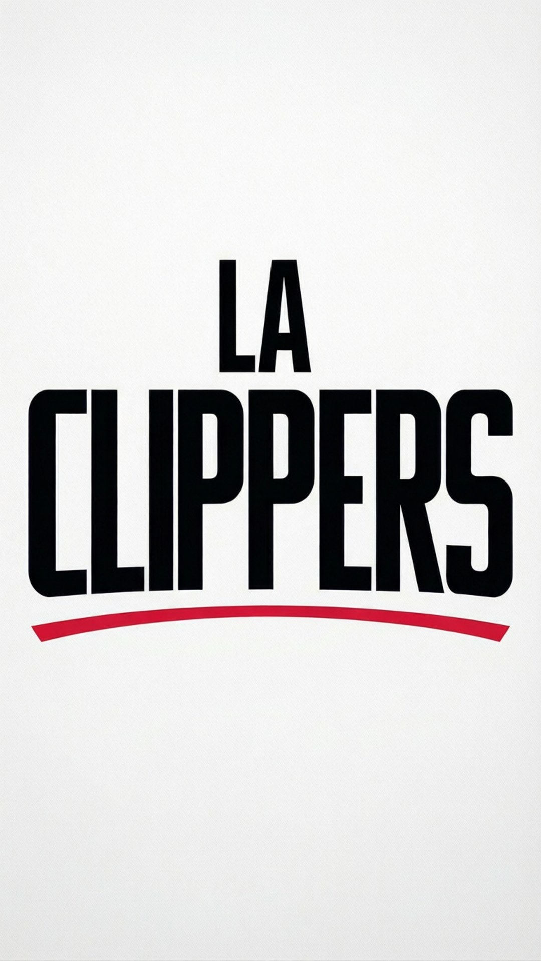 Clean Typography 壁紙 — 純白色背景上帶有紅色底線的粗體黑色 LA CLIPPERS 文字。