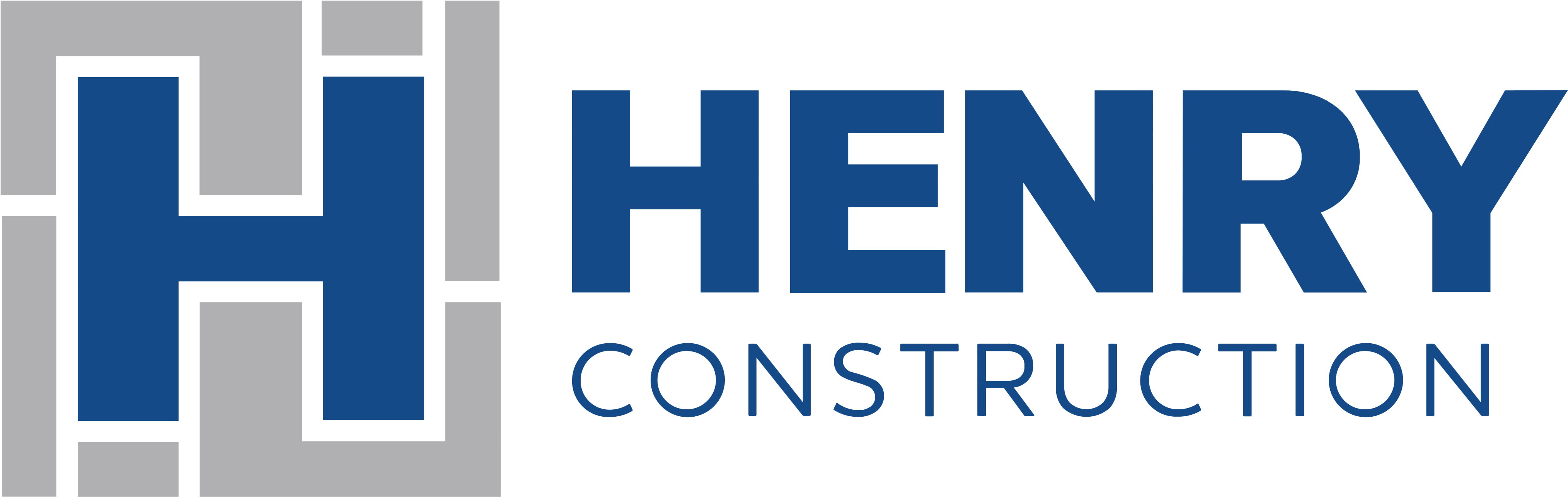 標誌 桌布 壁紙 — Henry Construction 的醒目藍灰標誌，以黑色背景襯托出風格化的 H。