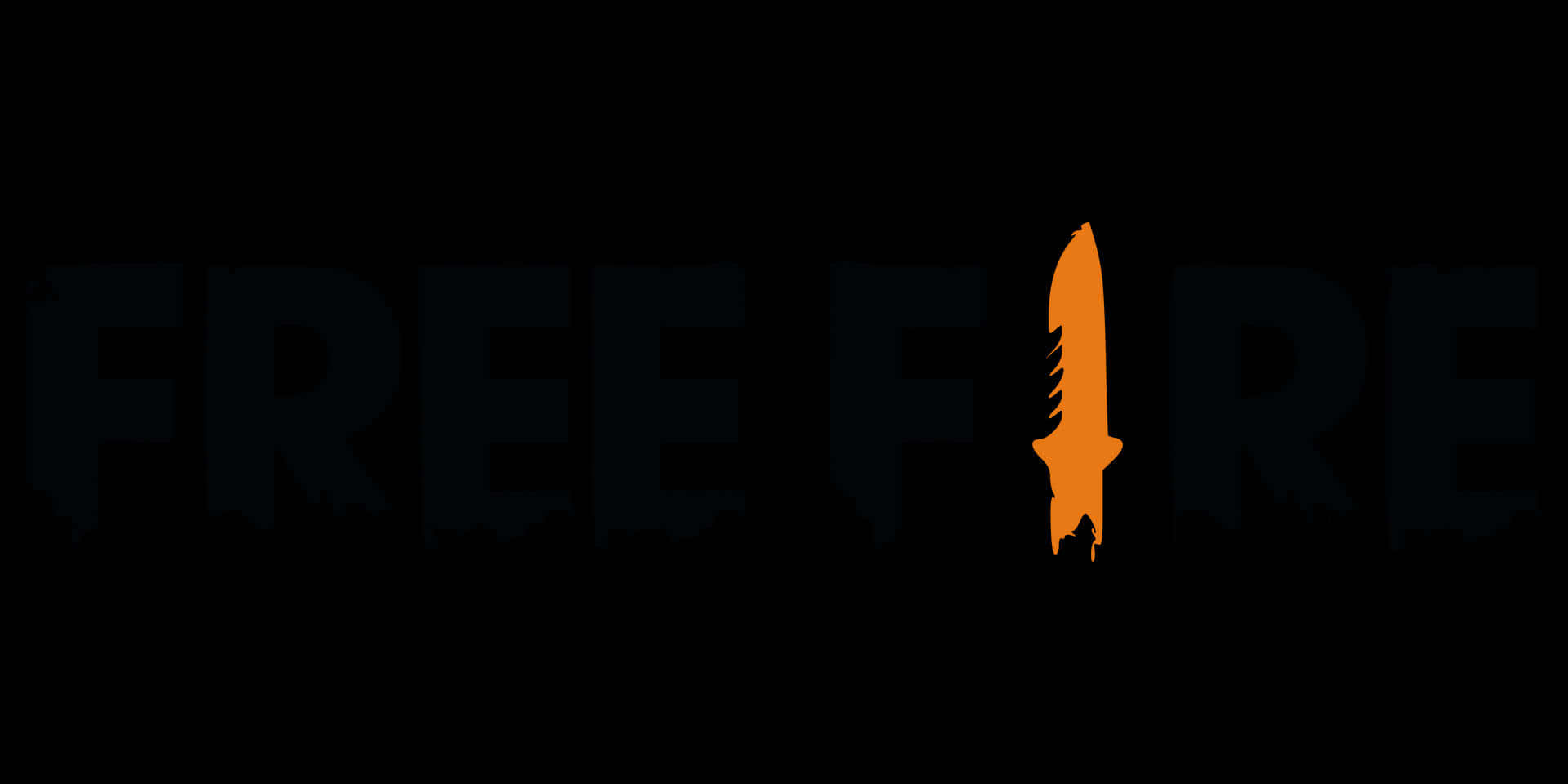 Free Fire 標誌，橙色刀取代 I，背景為黑色。 — Free Fire 壁紙