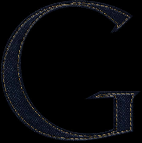 牛仔布字母 G 配金色縫線，黑色背景 — Google 壁紙