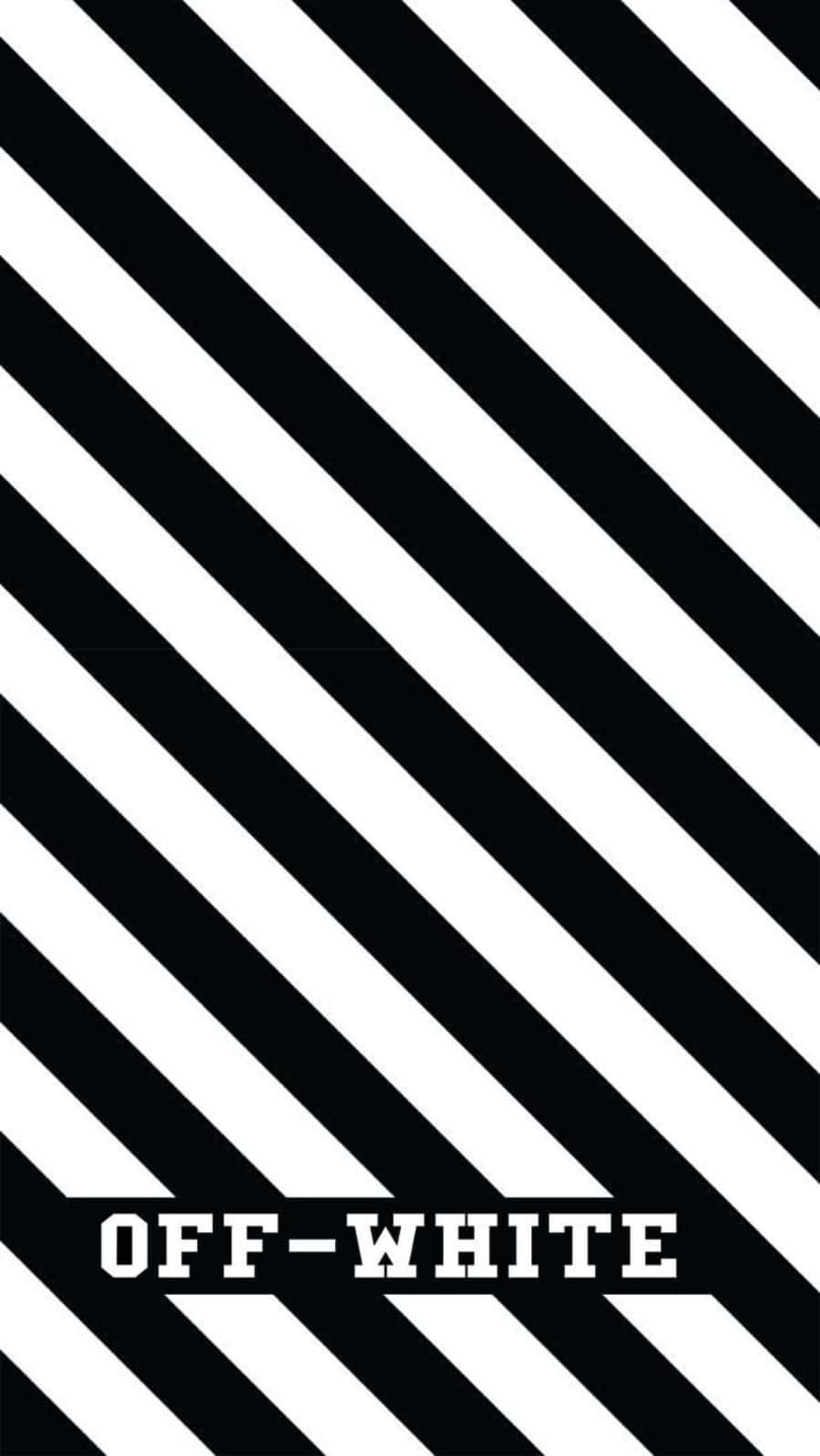 帶有 Off-White 標誌的黑白對角線條紋圖案。 — iPhone 11 壁紙