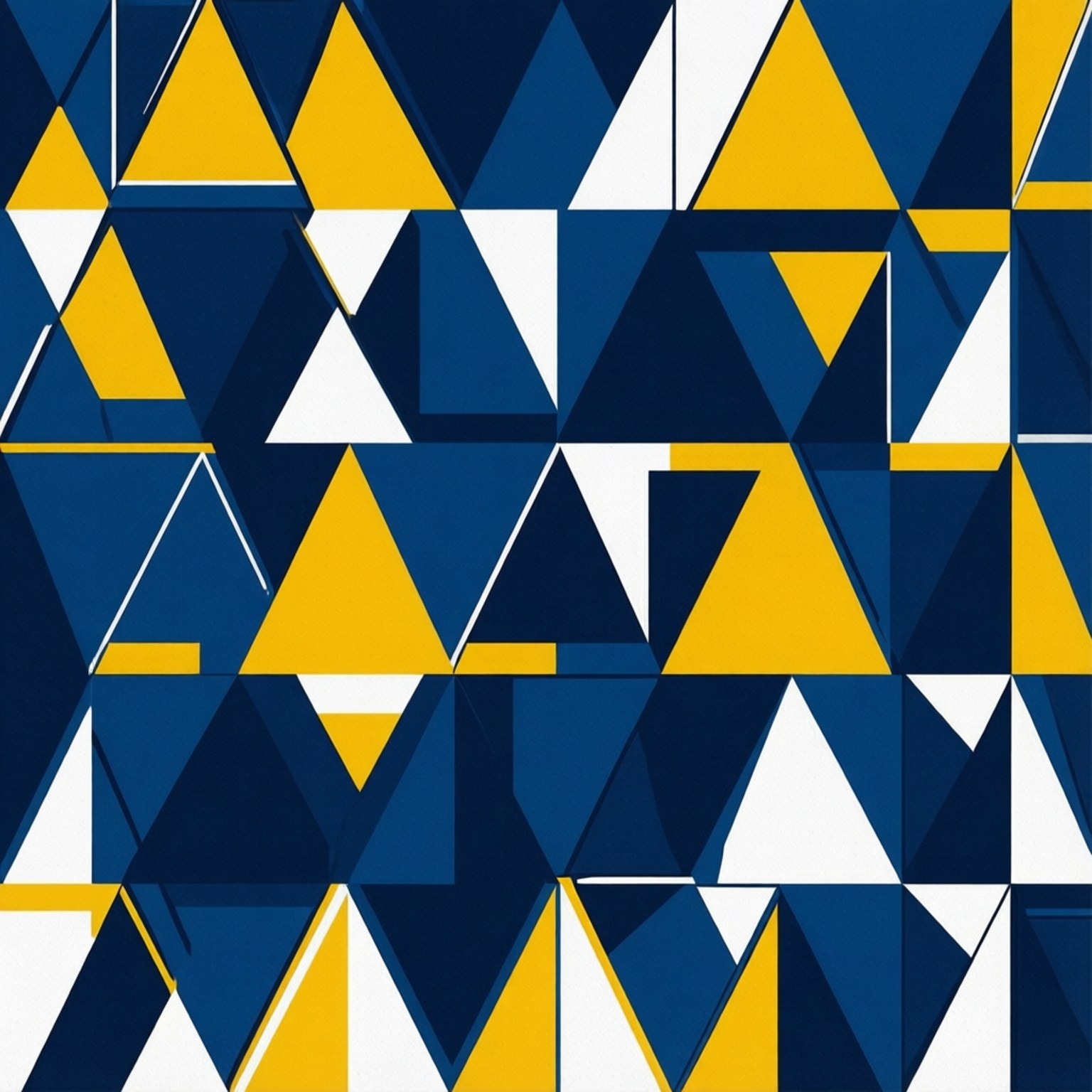 Jazz Geometric Pattern 壁紙 — 大膽的幾何壁紙圖案，由海軍藍、黃色和白色的連鎖三角形組成。