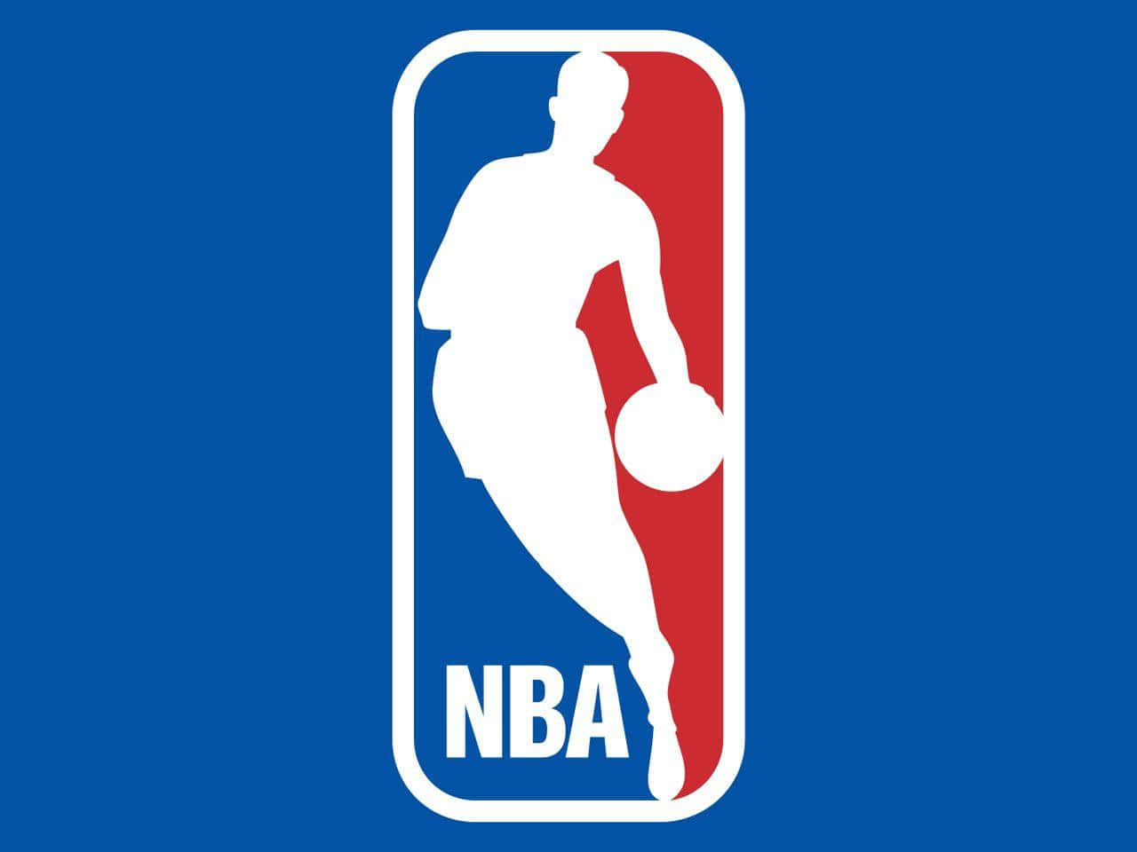NBA標誌，藍色和紅色背景上帶有白色籃球運動員剪影。 — NBA標誌 壁紙