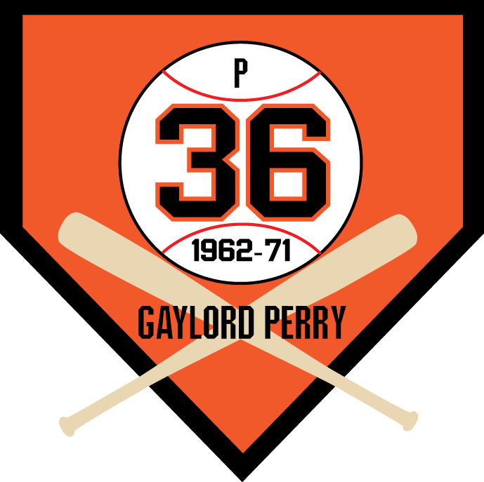 棒球運動員Gaylord Perry致敬標誌，帶有交叉球棒和36號。 — MLB 壁紙
