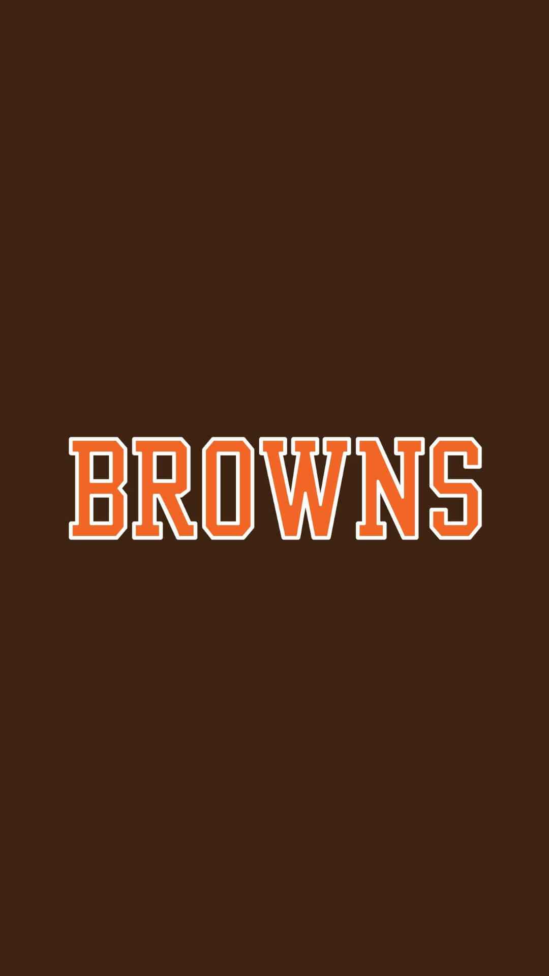  壁紙 — 粗體橙色 'BROWNS' 文字，帶白色輪廓，居中於純棕色背景上。