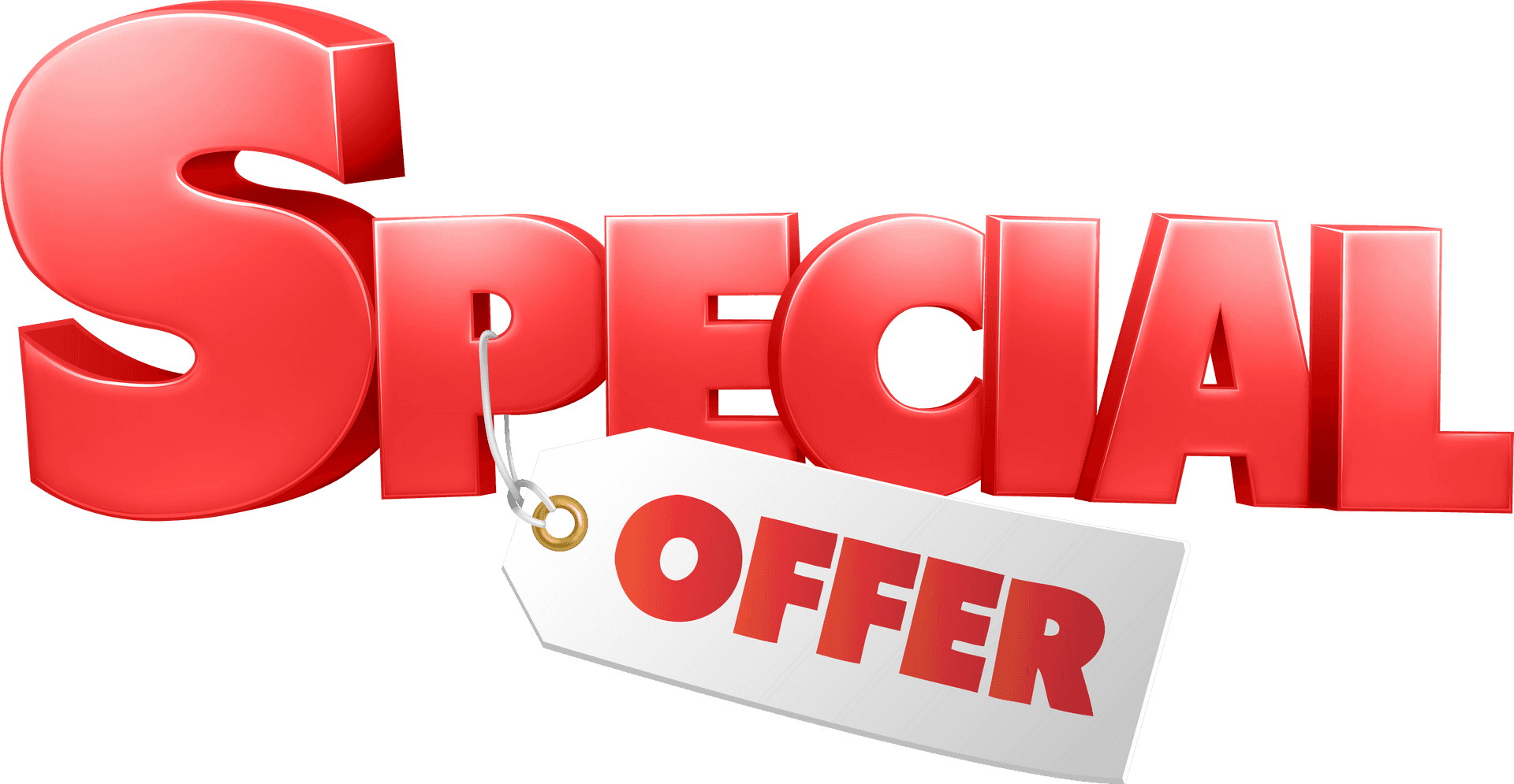 紅色3D文字寫著SPECIAL，附有白色標籤寫著OFFER。 — 3D 壁紙