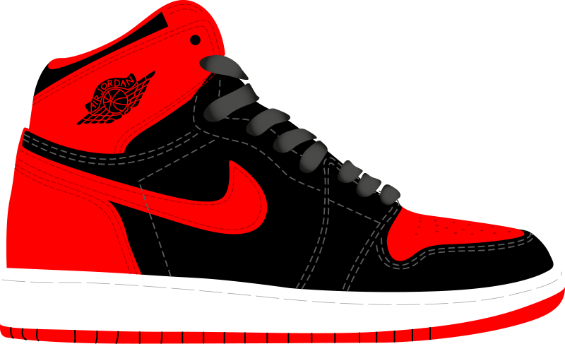 紅黑 Air Jordan 運動鞋，白色鞋底和標誌性標誌。 — Jordan Logo 壁紙