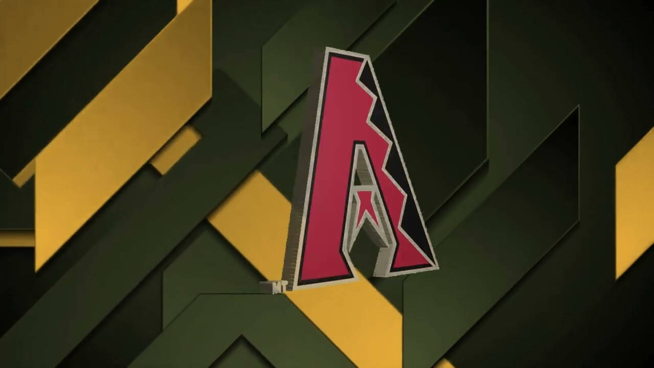 亞利桑那響尾蛇棒球隊標誌，位於幾何綠色和金色背景上。 — MLB 壁紙