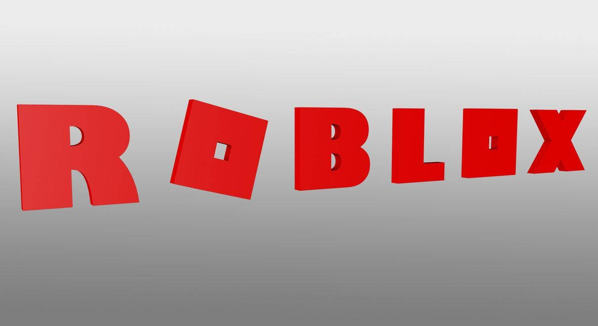 Roblox 標誌以紅色 3D 立體字體呈現，背景為灰色漸變 — Roblox 壁紙