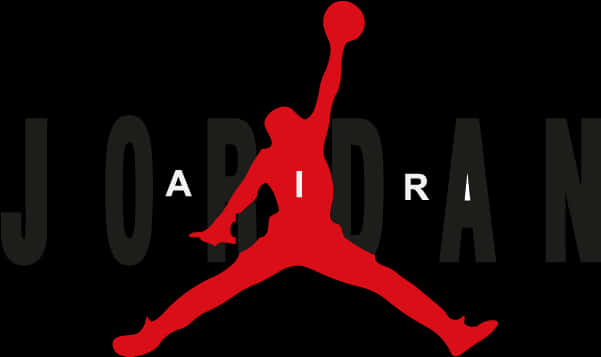 紅色 Jumpman 標誌，帶有褪色的 Jordan 文字，背景為黑色。 — Jordan Logo 壁紙