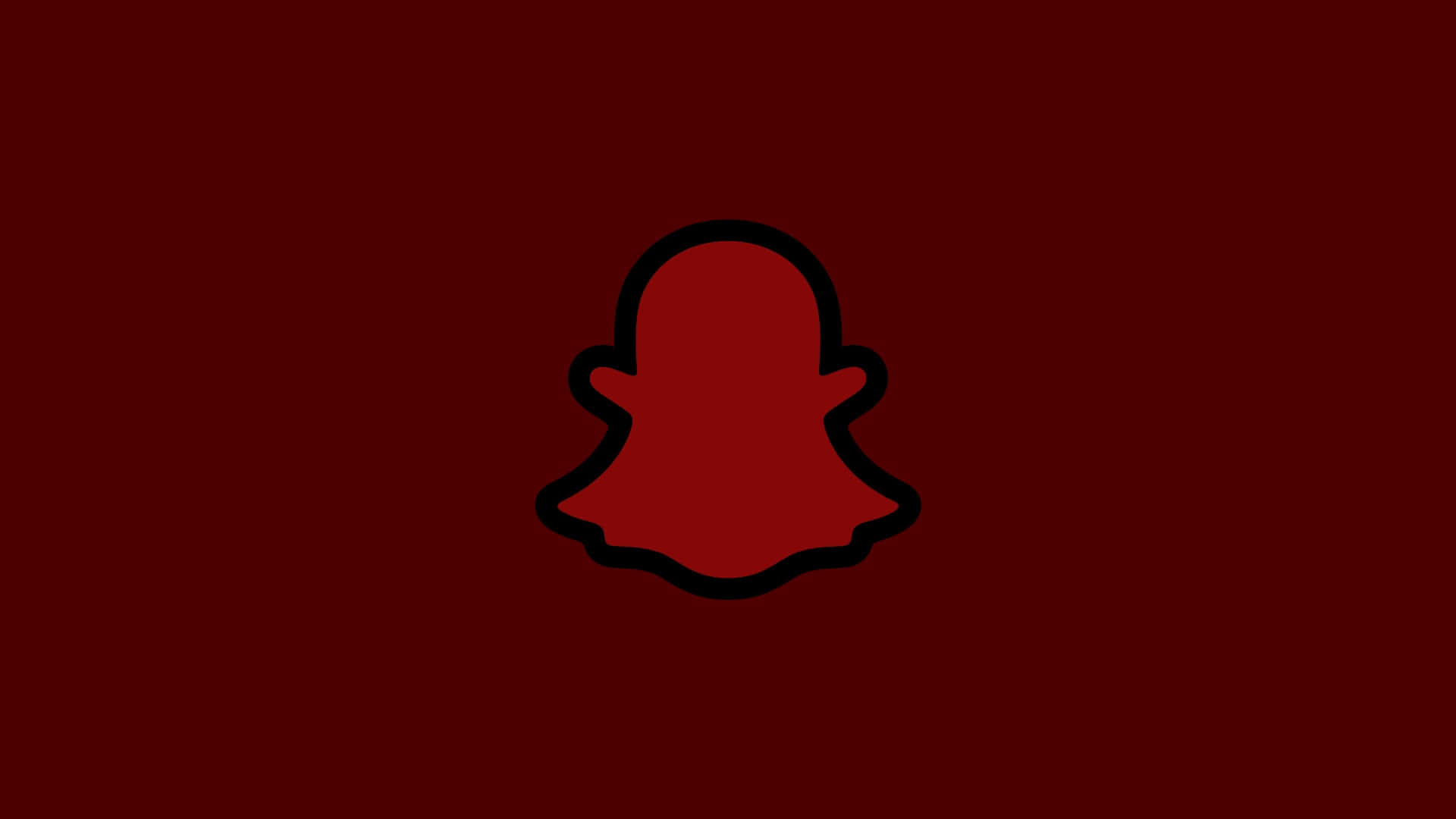  壁紙 — 一個大膽的紅色Snapchat鬼魂標誌，居中於深栗色背景上，帶有細黑色輪廓。
