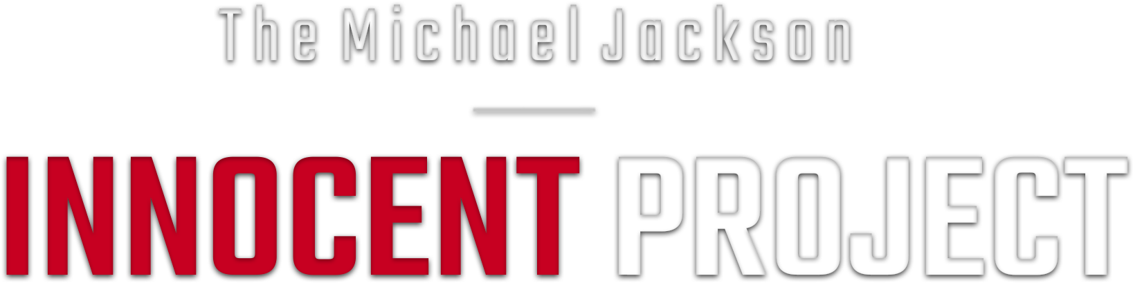 麥可·傑克森 桌布 壁紙 — The Michael Jackson INNOCENT PROJECT 的粗體文字標誌，紅白字體在黑色背景上。