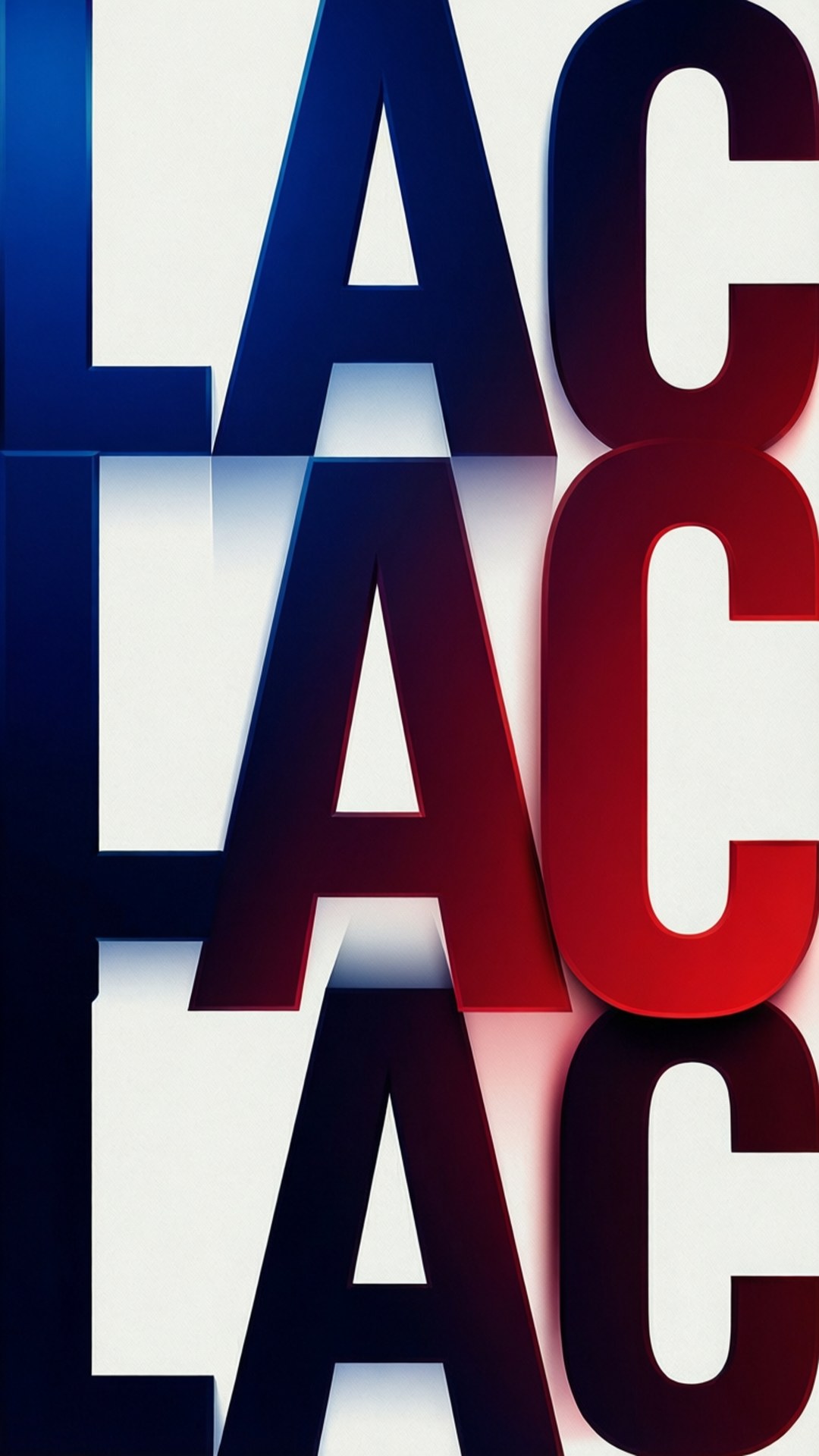 LAC Typography 壁紙 — 粗體三維字母拼寫 lacac，藍色和紅色，帶有白色高光，在乾淨的白色背景上。