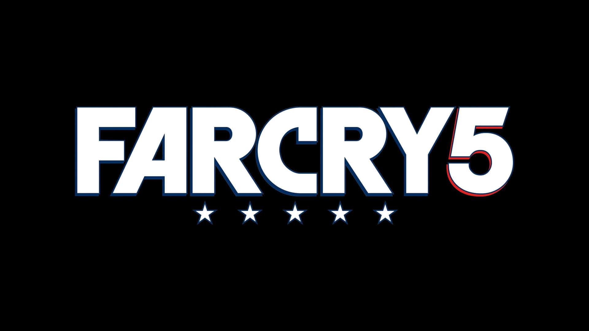 Far Cry 5 遊戲標誌，黑色背景上有五顆星星。 — 4K 壁紙