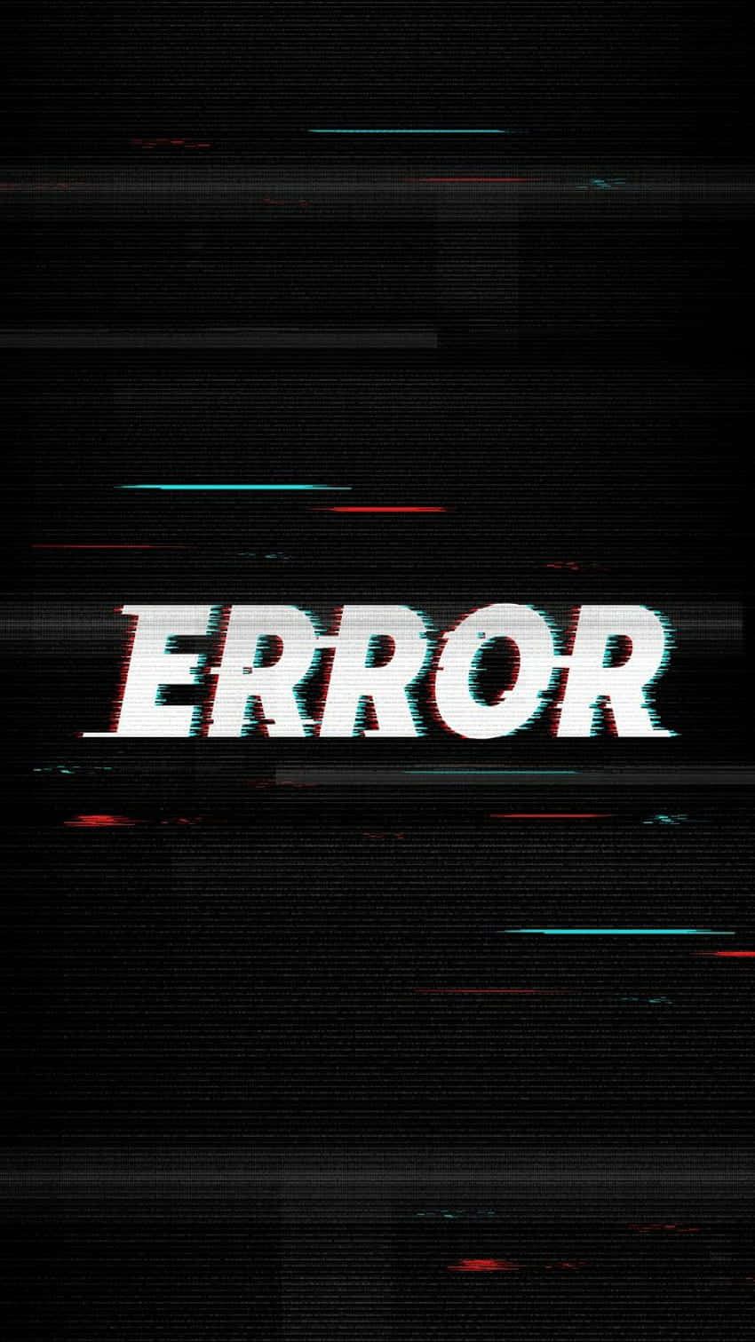  壁紙 — 粗體白色故障文字「ERROR」主導了帶有水平數位失真條紋的黑色螢幕。