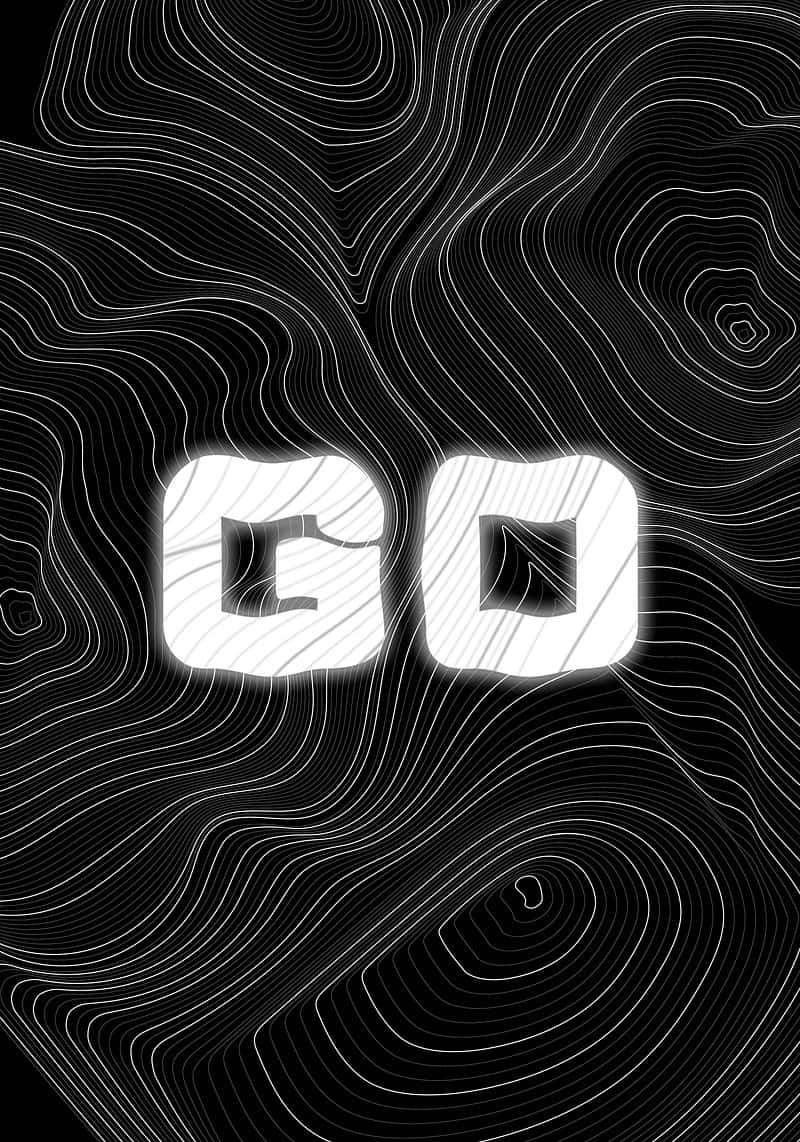  壁紙 — 粗體白色「GO」文字在黑色背景上脈動，搭配流動的輪廓線，營造出動態抽象運動效果。