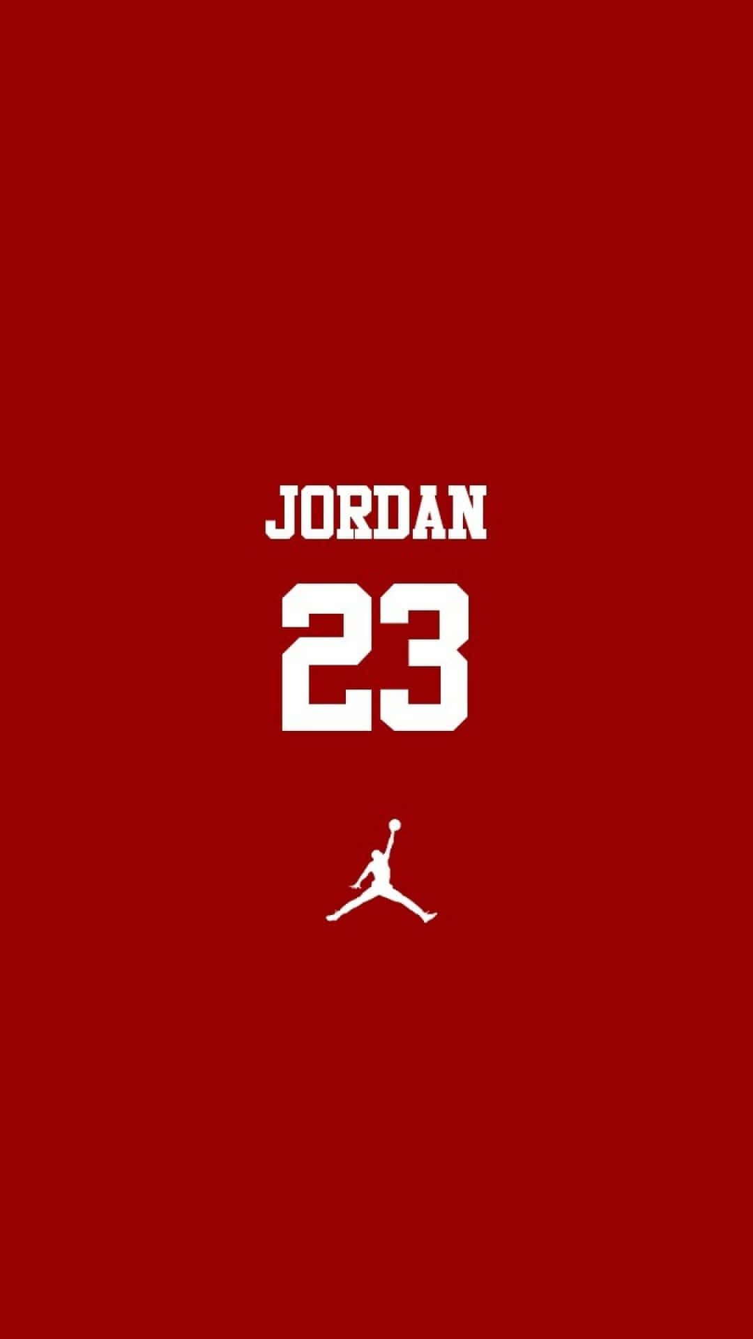 白色Jordan 23標誌和剪影在紅色背景上。 — Jordan Logo 壁紙