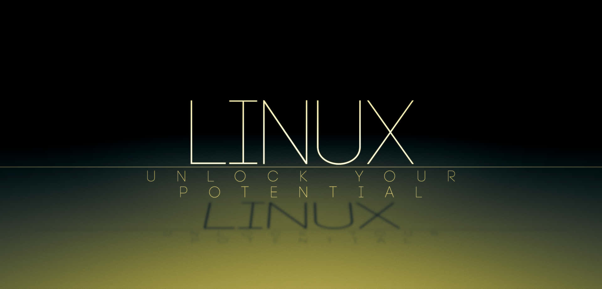 Linux 文字及標語 unlock your potential 在深色漸變背景上 — Linux 壁紙