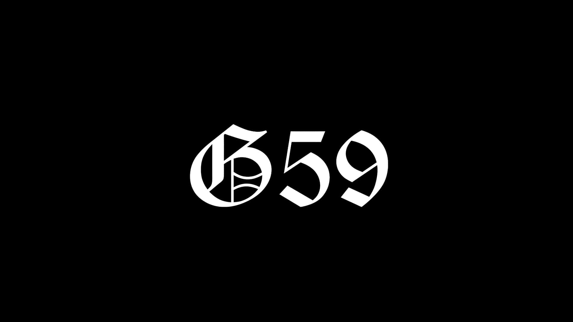  壁紙 — 粗體白色風格化659標誌居中於純黑色背景上，對比強烈。