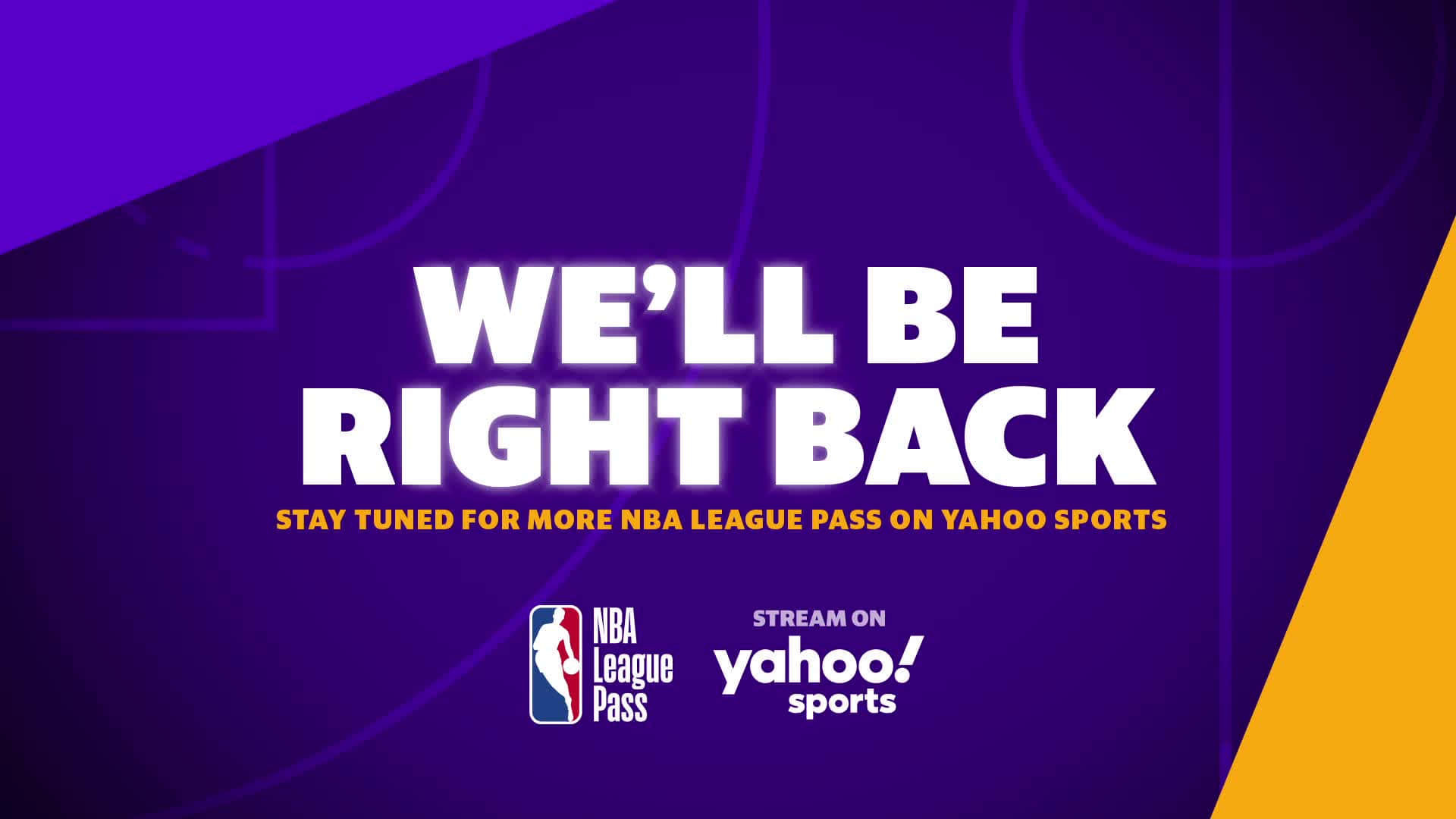 NBA League Pass 中斷畫面，紫色背景上顯示白色文字 — NBA 壁紙