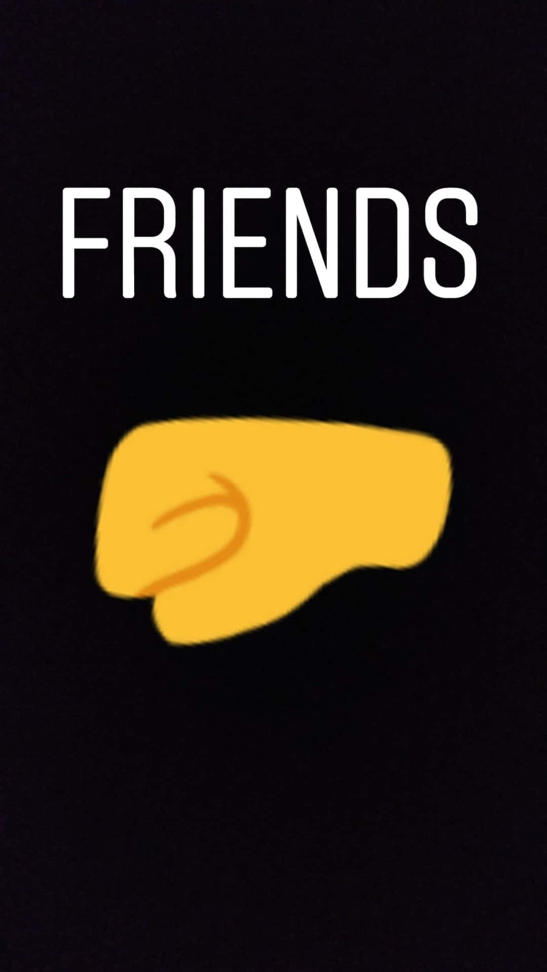  壁紙 — 黑色背景上，黃色指向手 emoji 上方有粗體白色文字寫著 friends。