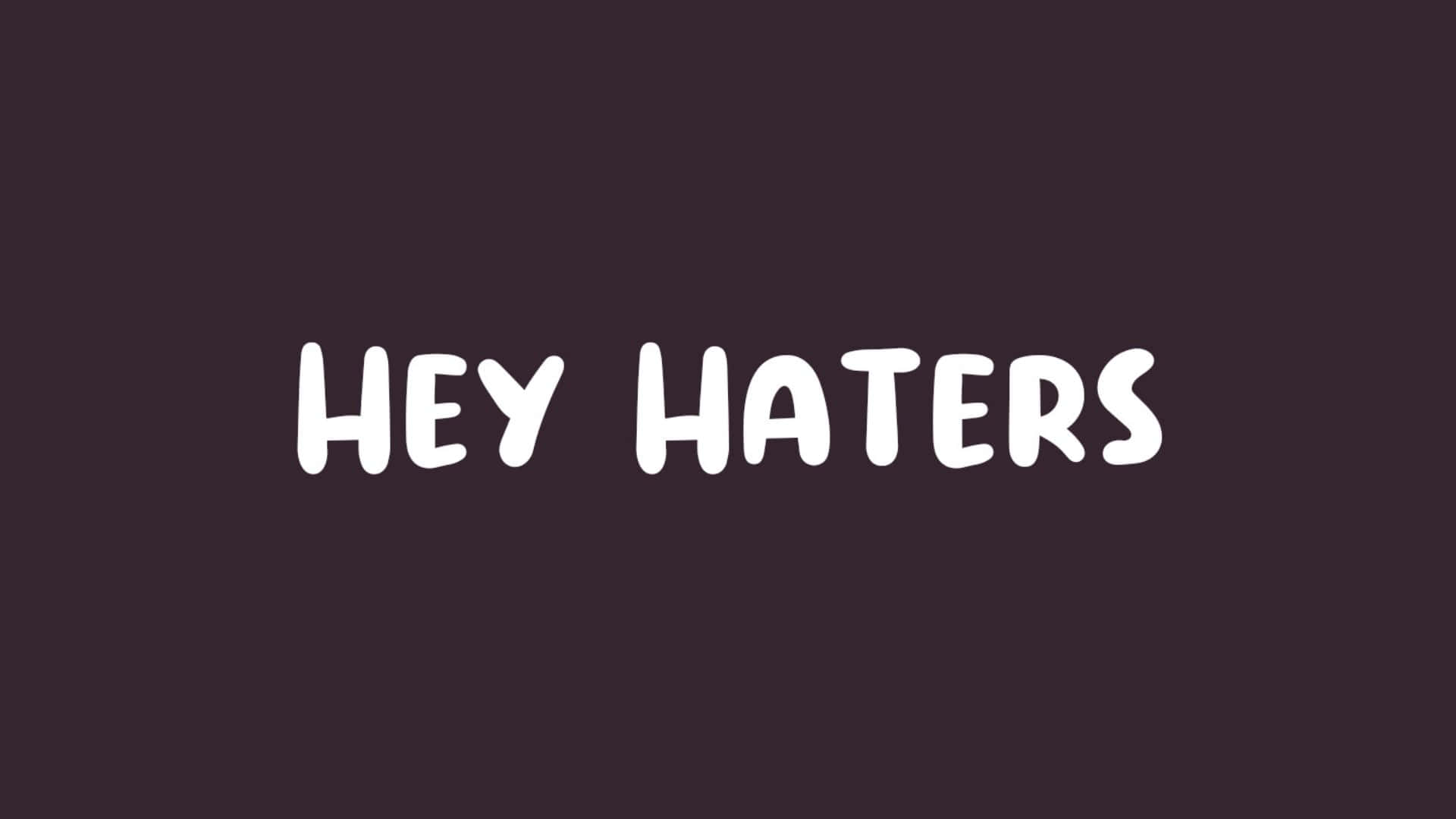  壁紙 — 粗體白色文字寫著 hey haters，背景為純深紫色。