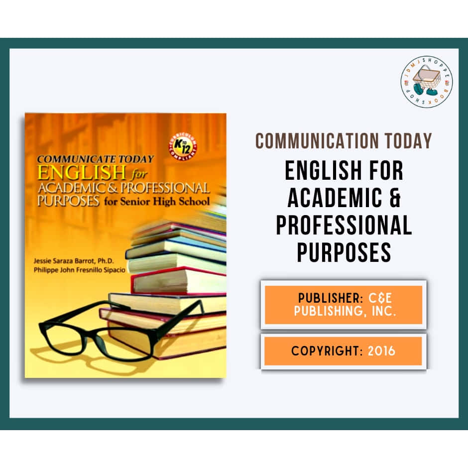 Learning 桌布 壁紙 — 《English for Academic & Professional Purposes》的書封面，特色是疊起的書和眼鏡，襯托溫暖的橙色背景。