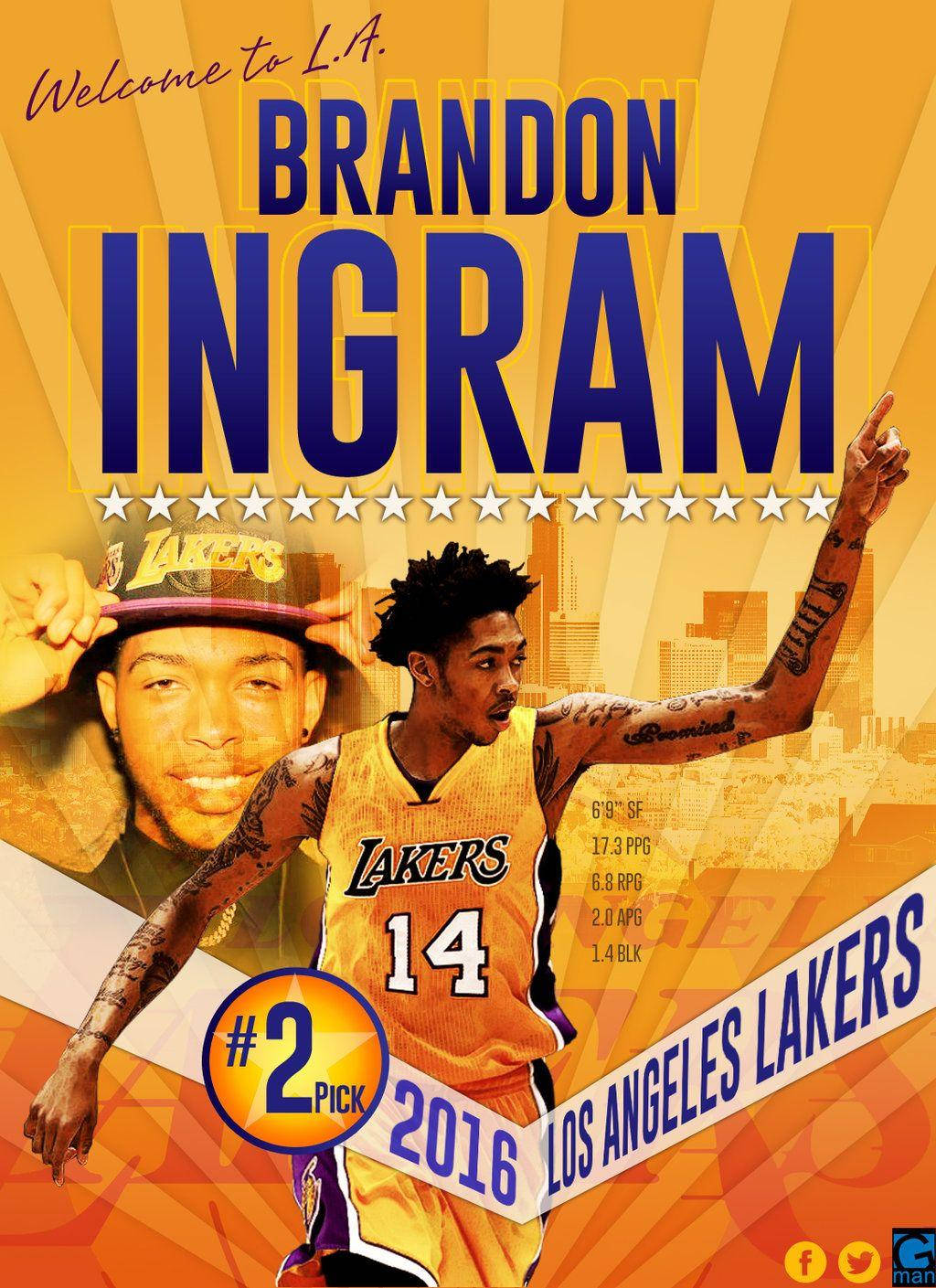 Brandon Ingram 身穿湖人球衣慶祝2016年選秀。 — 湖人 壁紙