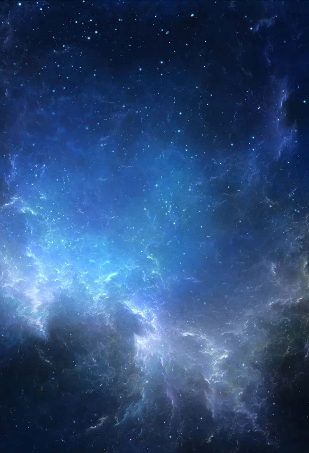  壁紙 — 一個令人嘆為觀止的宇宙場景，深空背景中旋轉的藍色星雲和無數閃爍的星星。