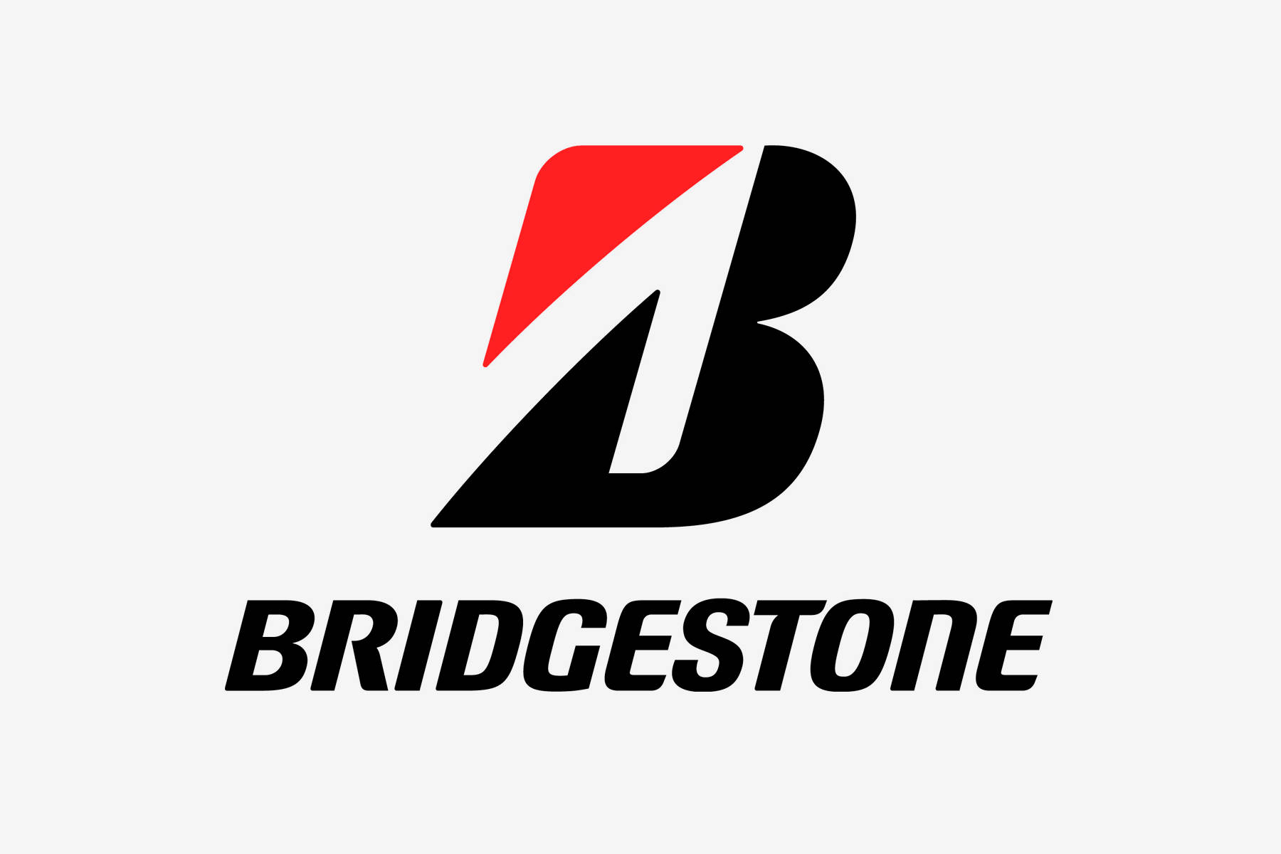 標誌 桌布 壁紙 — Bridgestone 標誌，淺灰色背景上帶有粗體黑色風格化 B 和紅色強調。