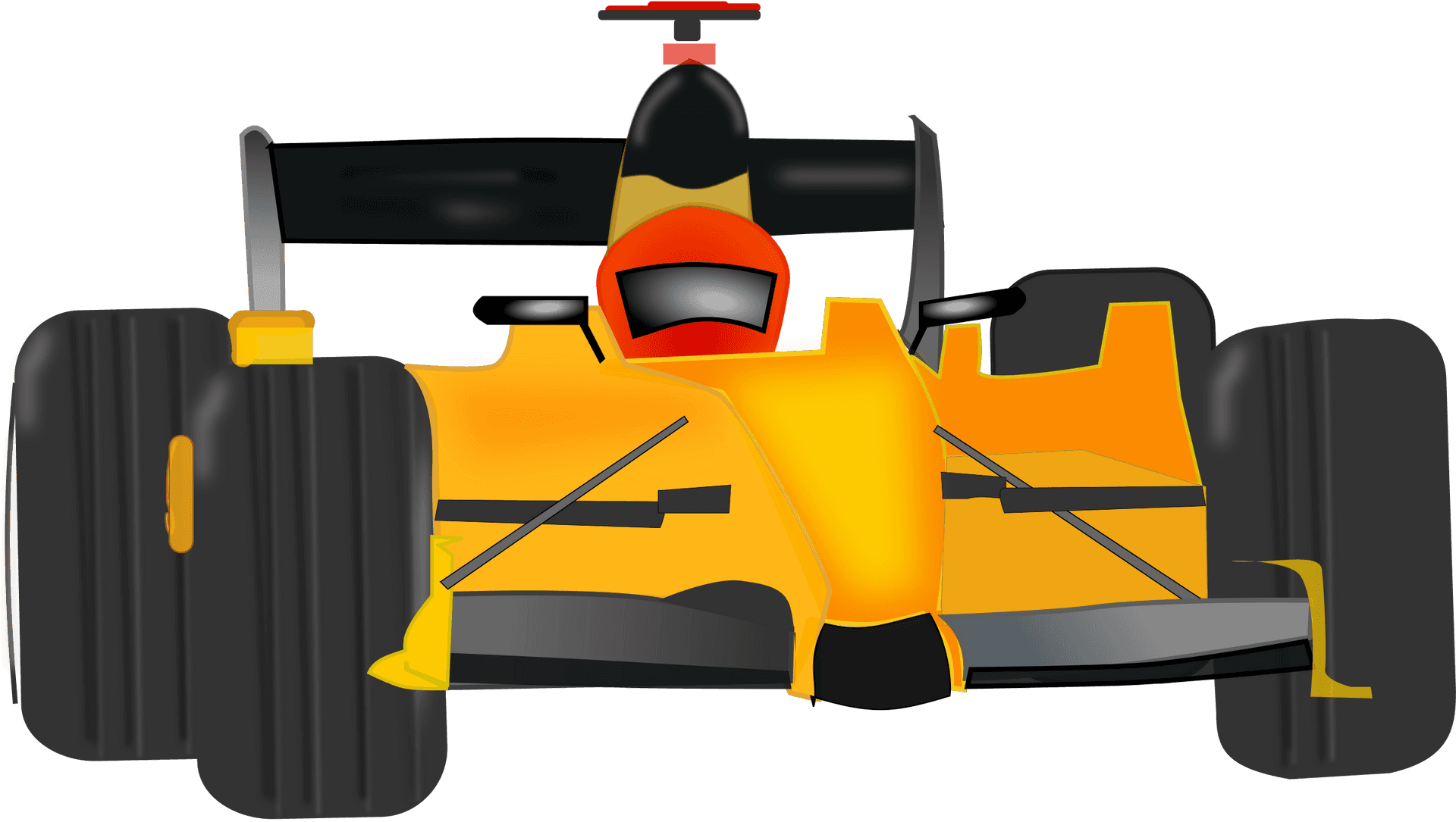 黃色賽車，黑色輪胎，紅色頭盔車手在賽道上。 — F1 壁紙