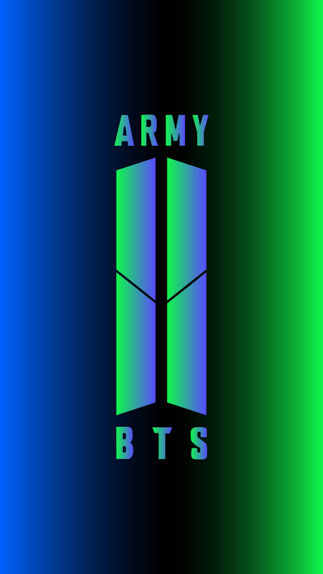BTS標誌，ARMY文字，藍綠漸變背景