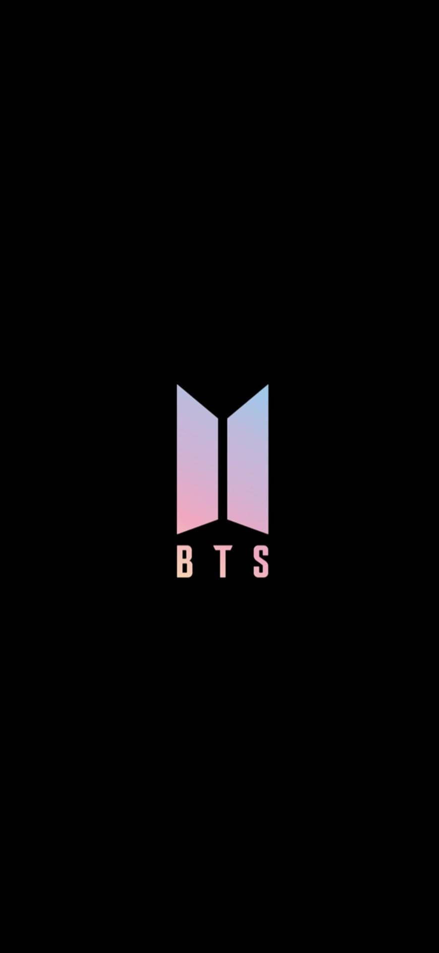 BTS標誌，粉紅和藍色漸層，黑色背景