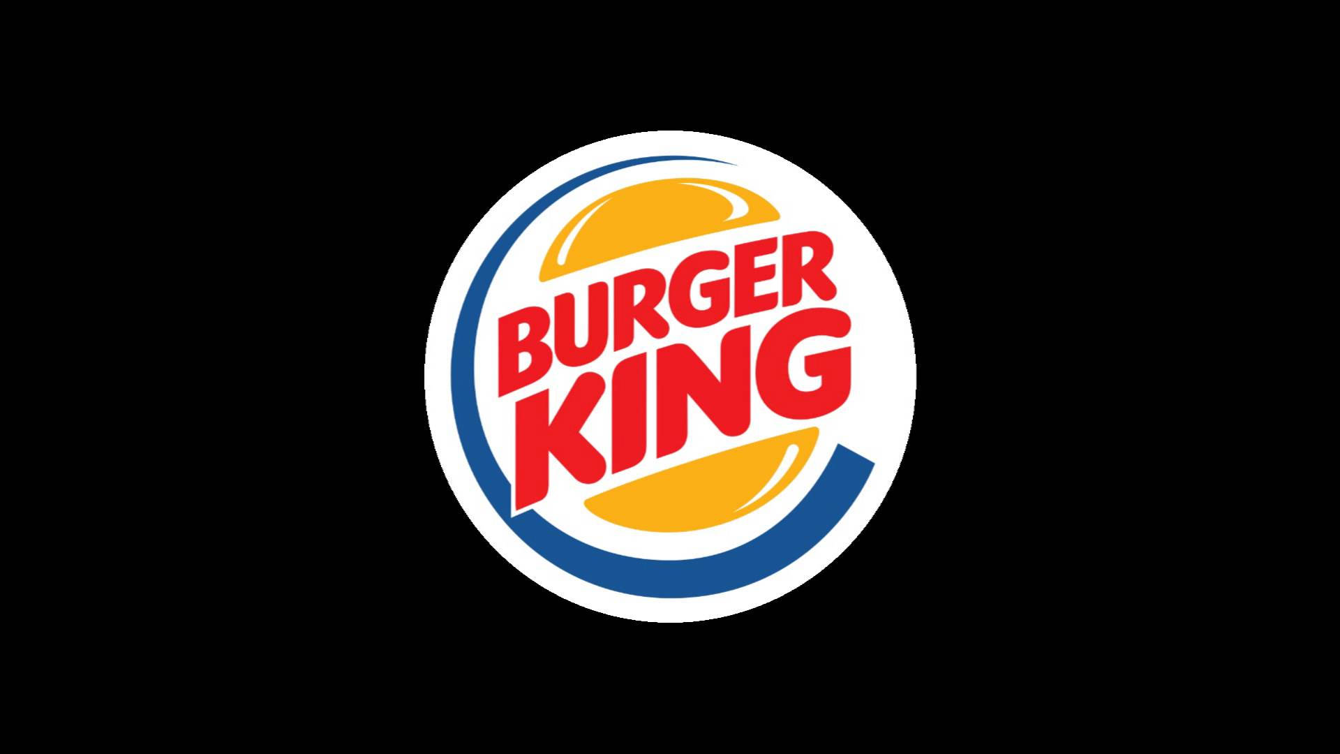 Burger 桌布 壁紙 — Burger King 標誌，紅色文字和黃色麵包圖案，黑色背景。