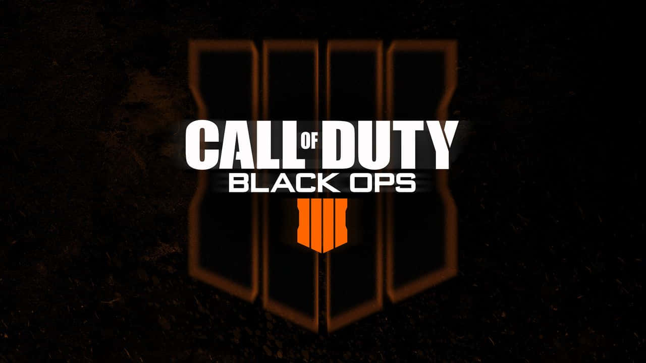 720p Call Of Duty Black Ops 4 桌布 壁紙 — Call of Duty Black Ops IV 標誌在深色紋理背景上發出橙色光芒。