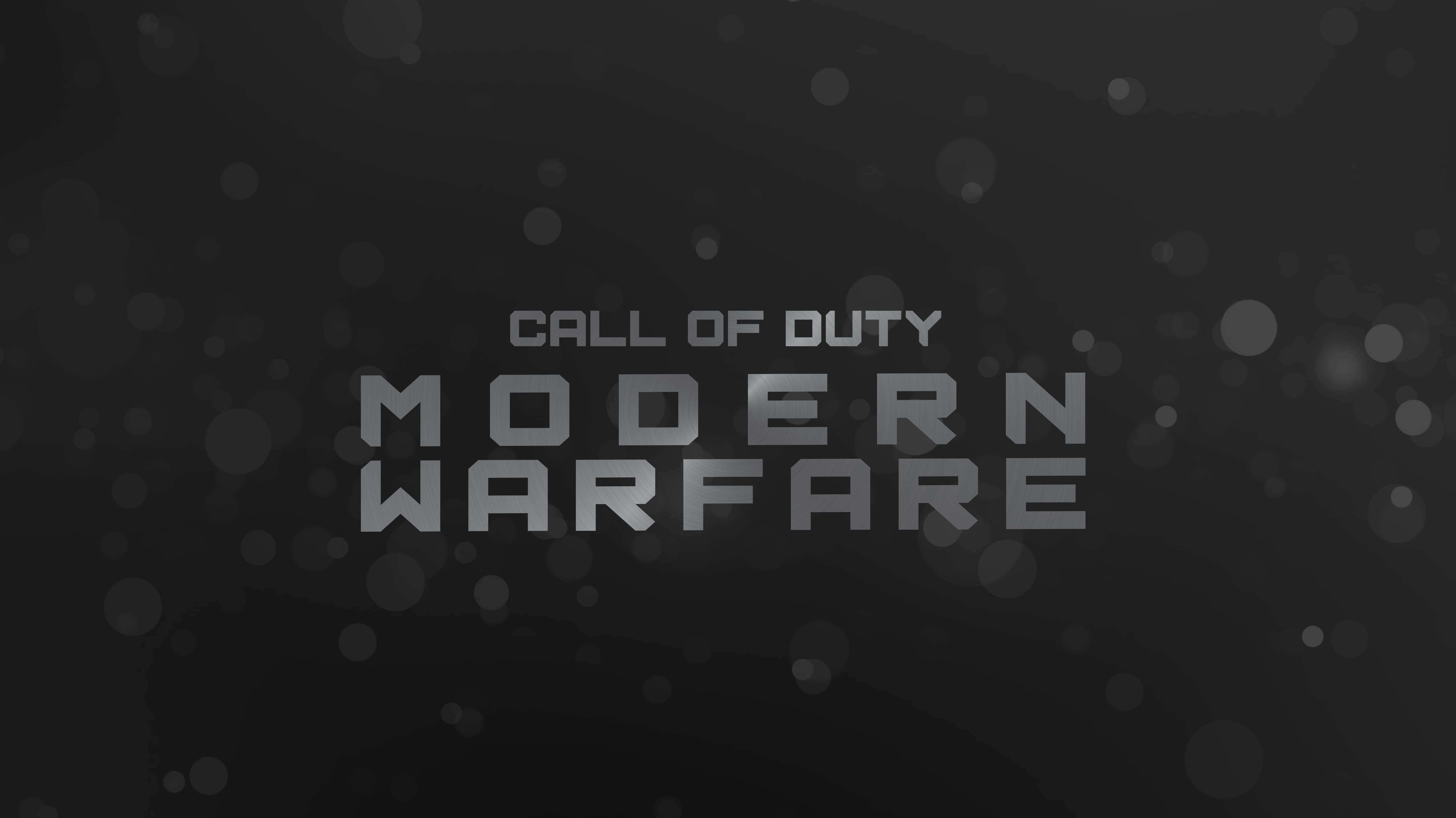 HD Call Of Duty Modern Warfare 桌布 壁紙 — Call of Duty Modern Warfare 標題標誌，採用金屬銀色文字，深灰色背景帶柔和散景效果。