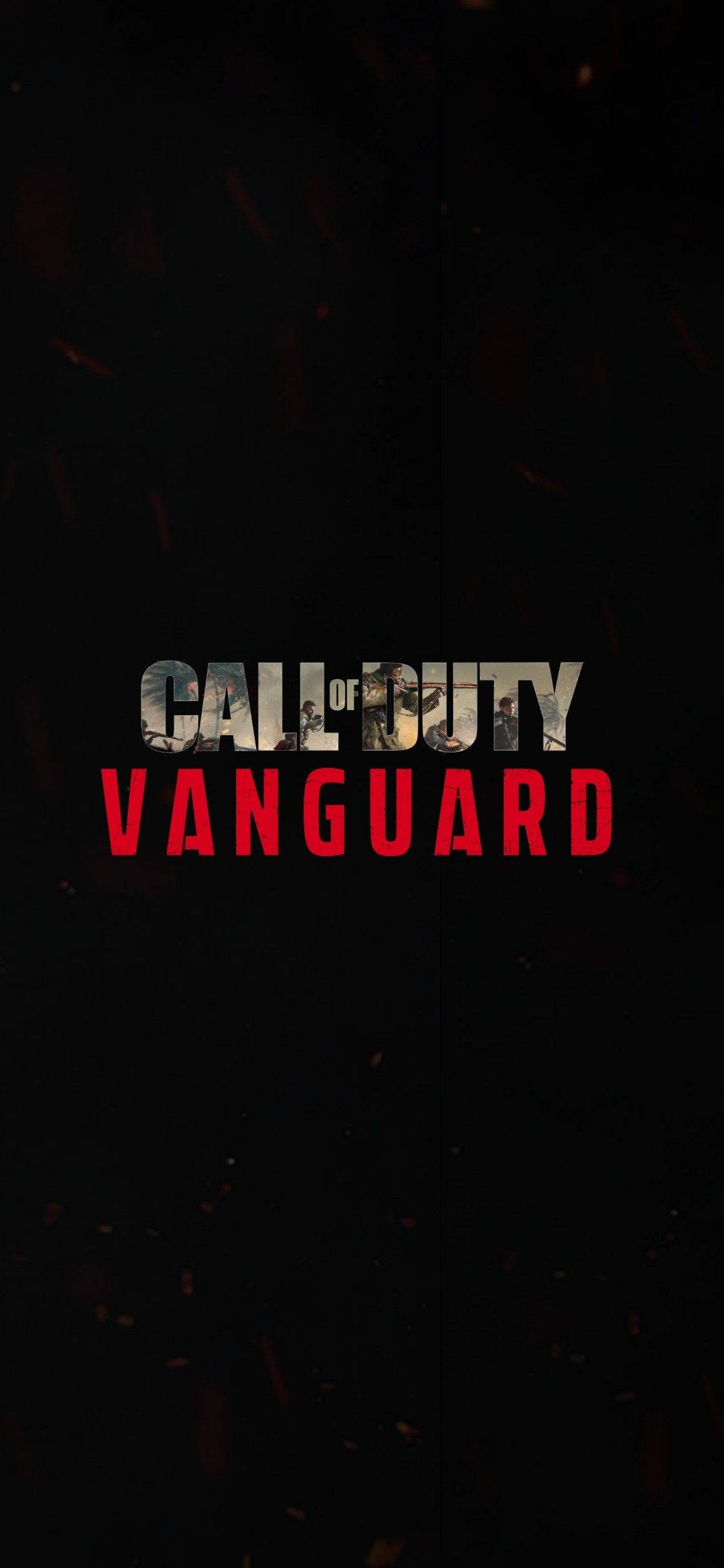 Call Of Duty Vanguard 桌布 壁紙 — 《Call of Duty Vanguard》標題標誌在黑暗背景中發出紅光，並有浮動的火星。