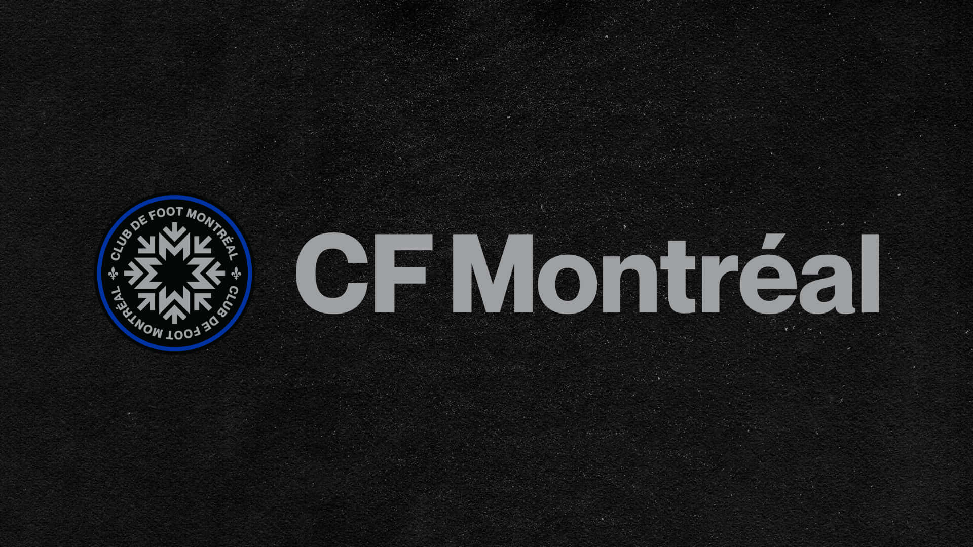足球 桌布 壁紙 — CF Montréal 標誌，帶有雪花徽章，位於紋理黑色背景上。