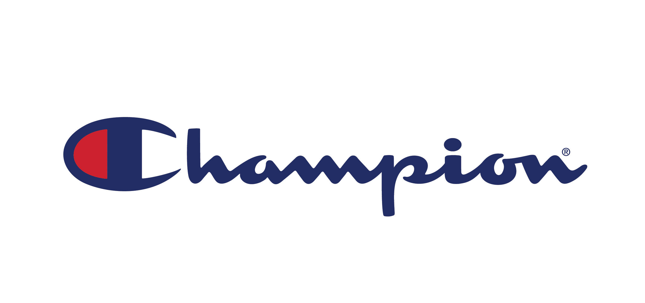 冠軍 桌布 壁紙 — Champion 標誌以白色背景上的海軍藍色 'C'、紅色內圓和草書海軍藍色文字為特色。