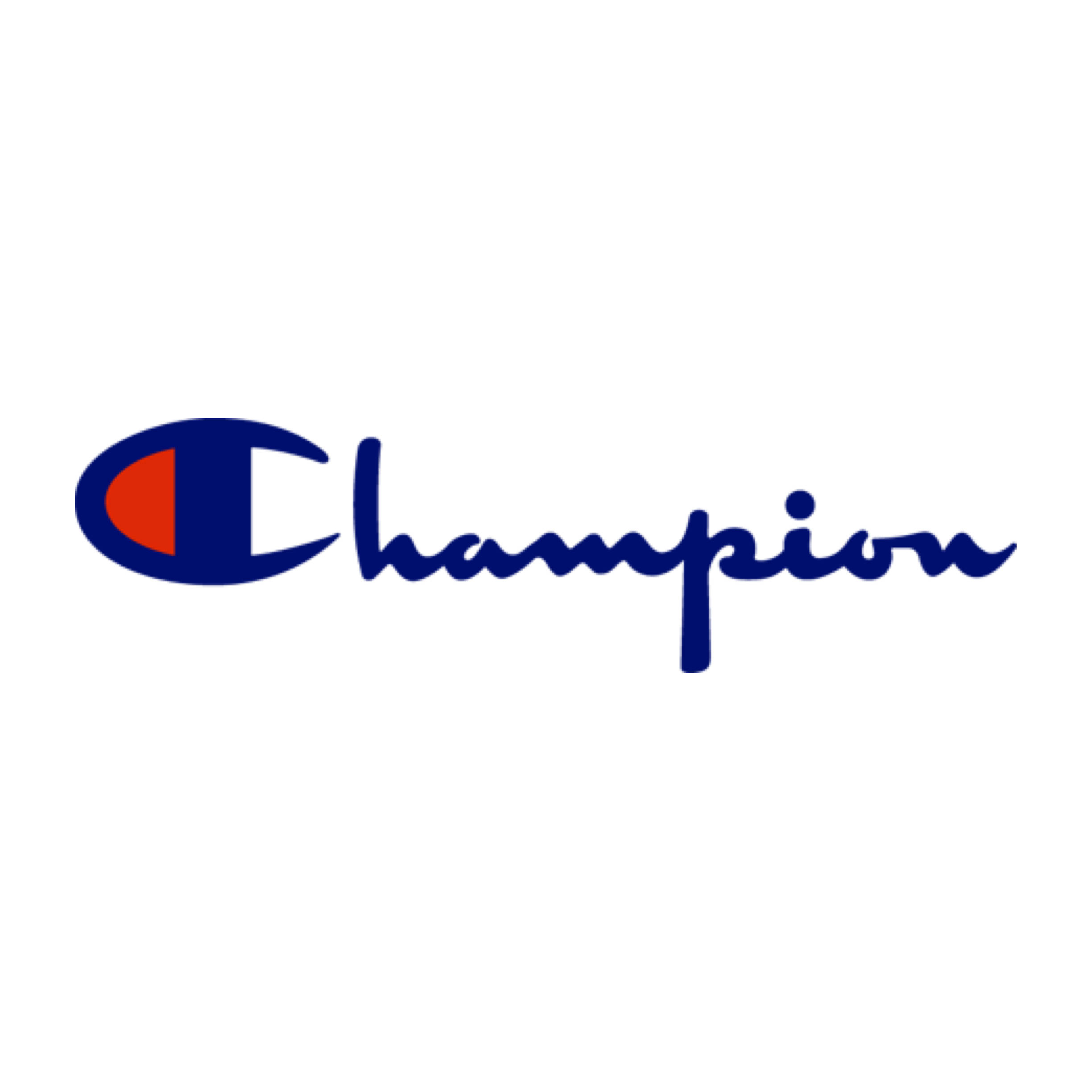 Champion Logo 桌布 壁紙 — Champion 標誌以純白色背景上的一個大膽藍色 'C' 搭配紅色內部及藍色草書文字為特色。