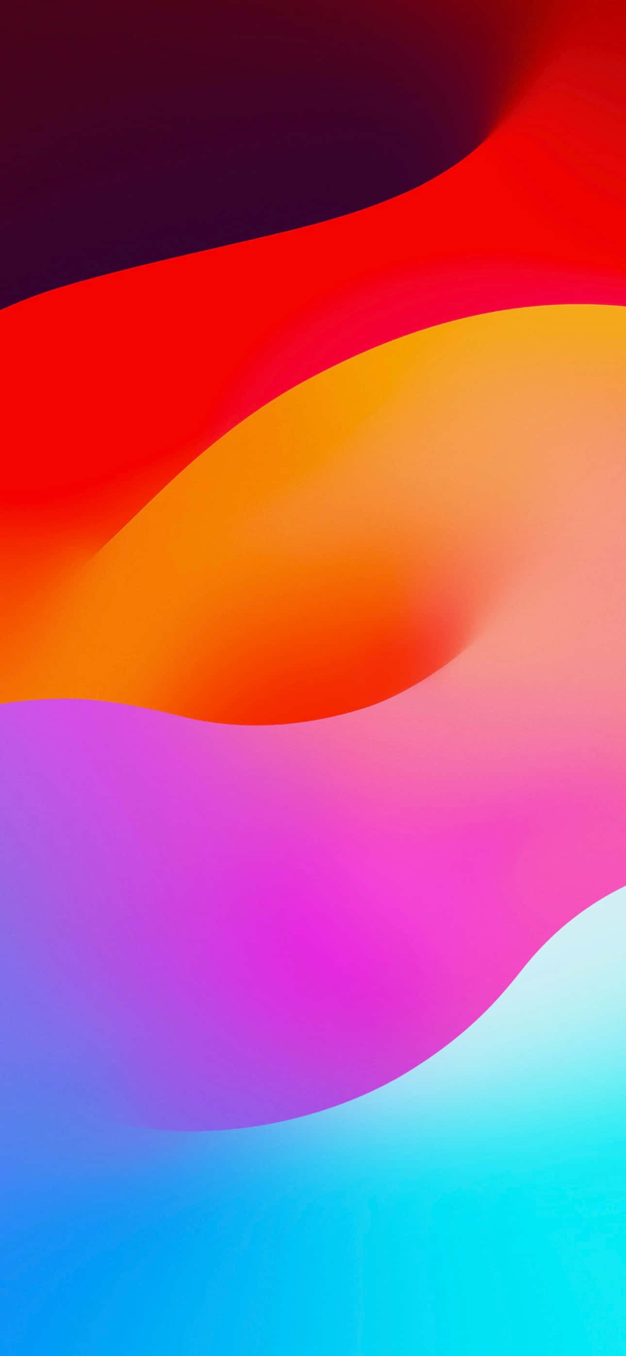 iOS 17 桌布 壁紙 — 充滿活力的抽象色彩波浪從深紅色到電光藍色以平滑漸變無縫流動。